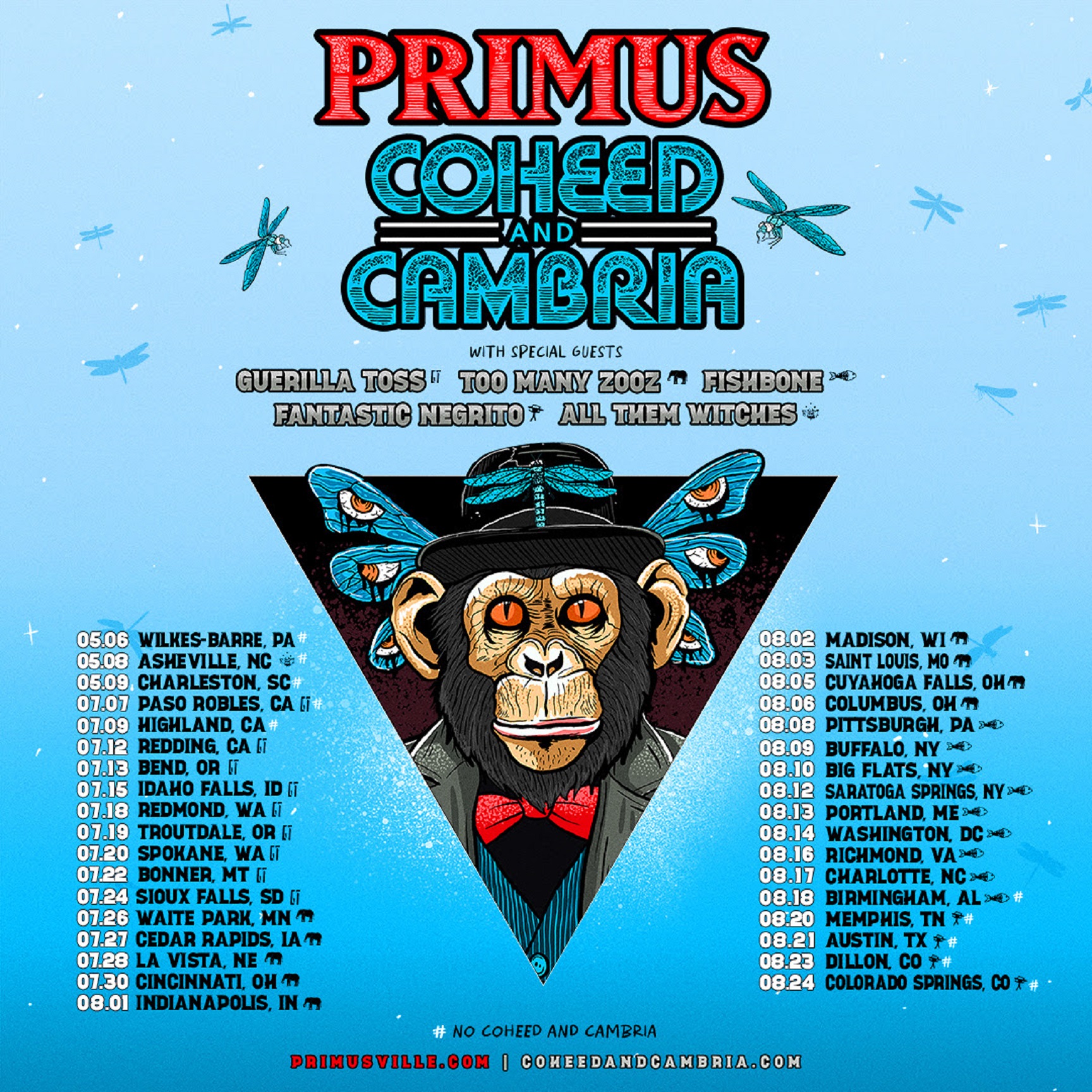 Primus, Coheed And Cambria Announce 25-Date Co-Bill Summer Tour