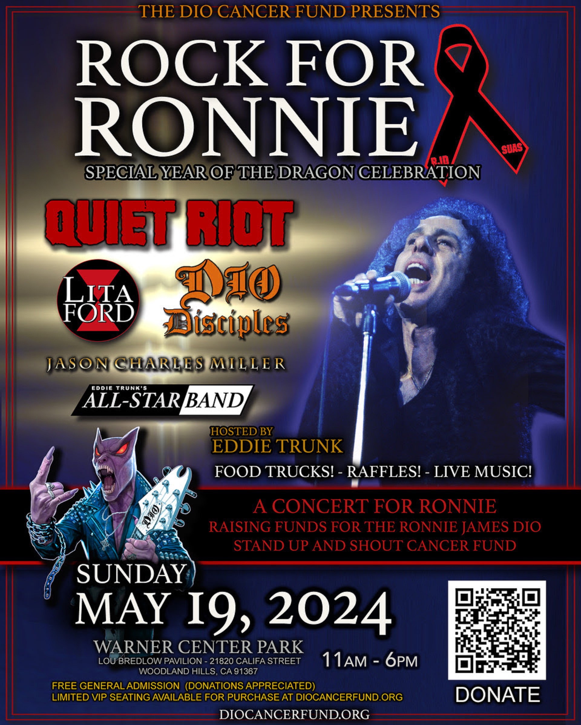 "ROCK FOR RONNIE" Concert Set for May 19 at Warner Center Park to Benefit Dio Cancer Fund