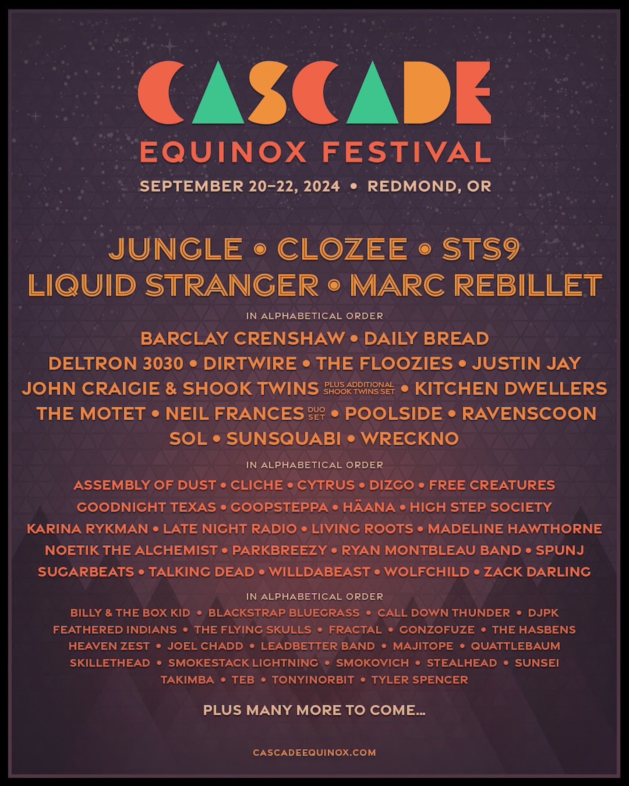 Jungle, CloZee, STS9, Marc Rebillet, and Liquid Stranger to headline Cascade Equinox Festival 2024
