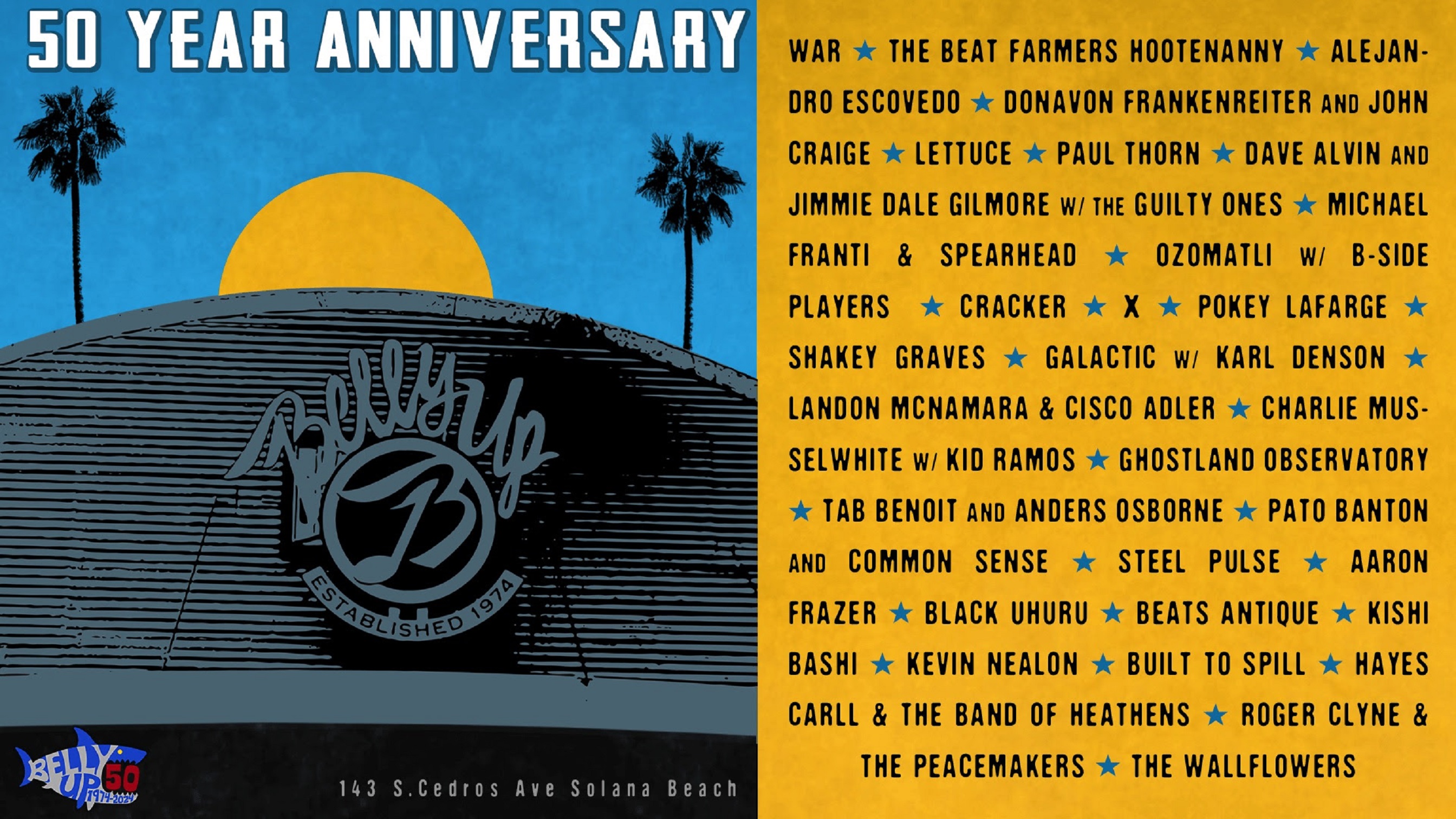 Legendary Venue BELLY UP Celebrates 50th Anniversary Making Musical History in San Diego