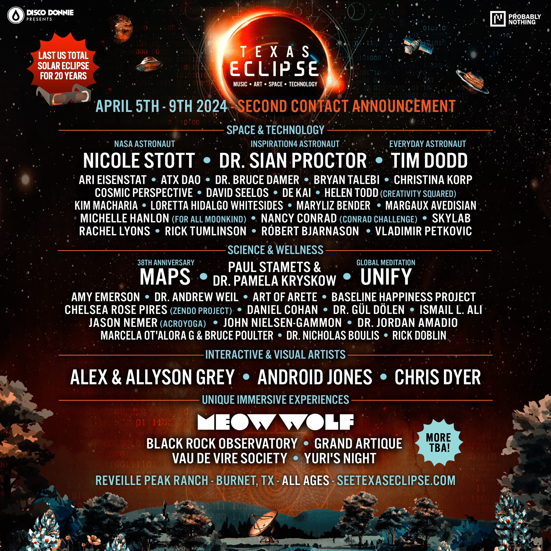 Texas Eclipse Announces Space, Tech, Science & Artist Lineup