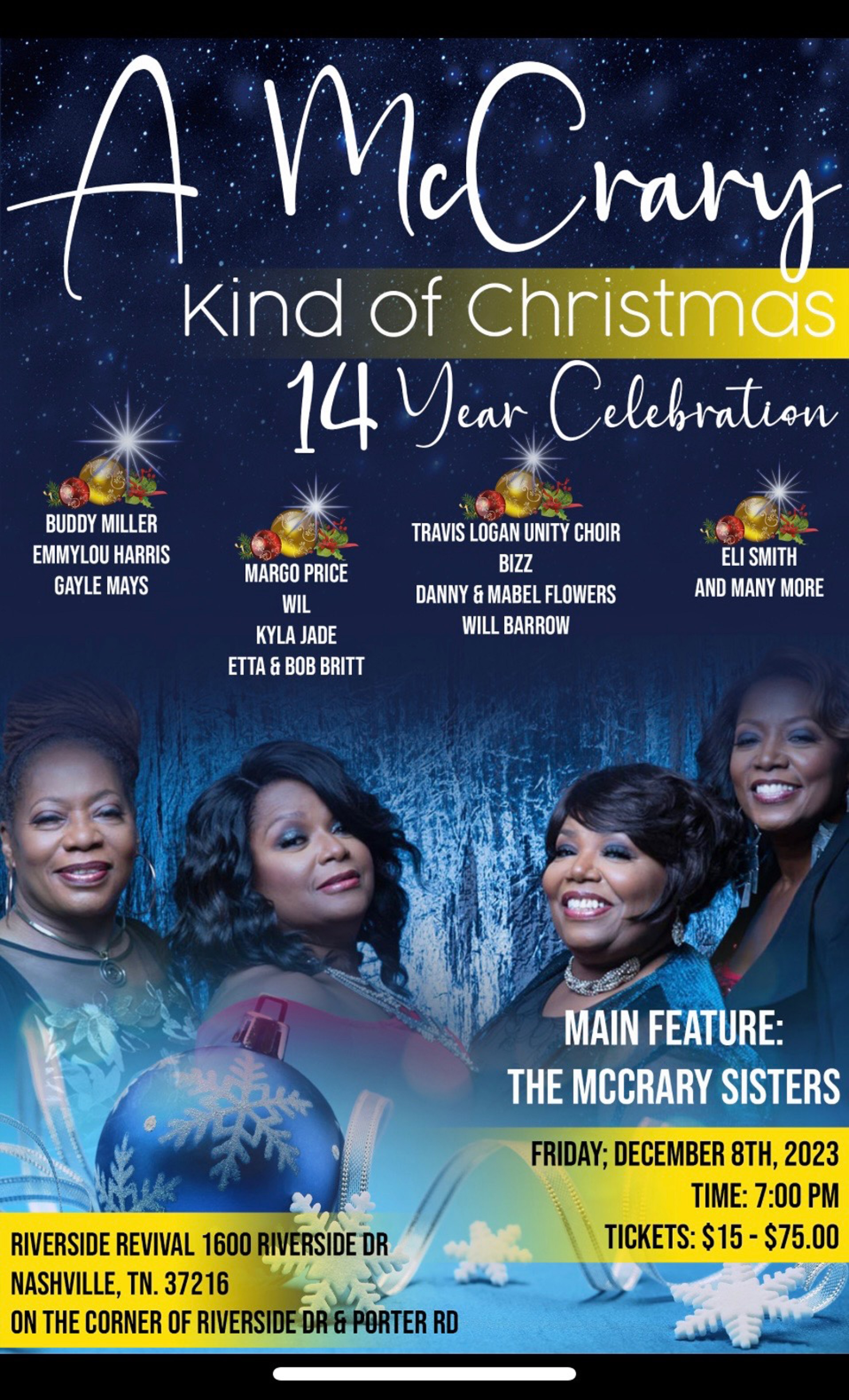 The McCrary Sisters announce their 14th annual A McCrary Kind of Christmas, raising funds for St. Jude; featuring Emmylou Harris, Margo Price & more
