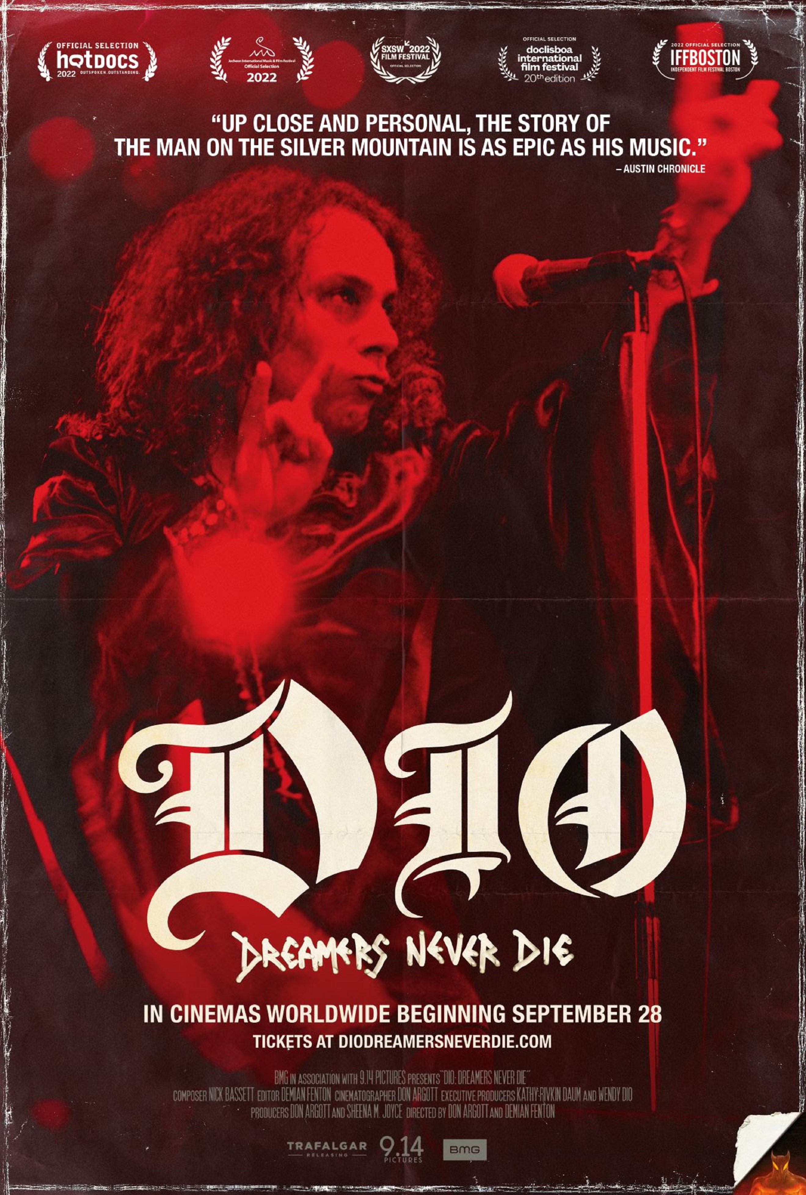 "DIO: DREAMERS NEVER DIE" Documentary Special Sept. 28 & Oct.2 Screenings Celebrating Metal Legend RONNIE JAMES DIO
