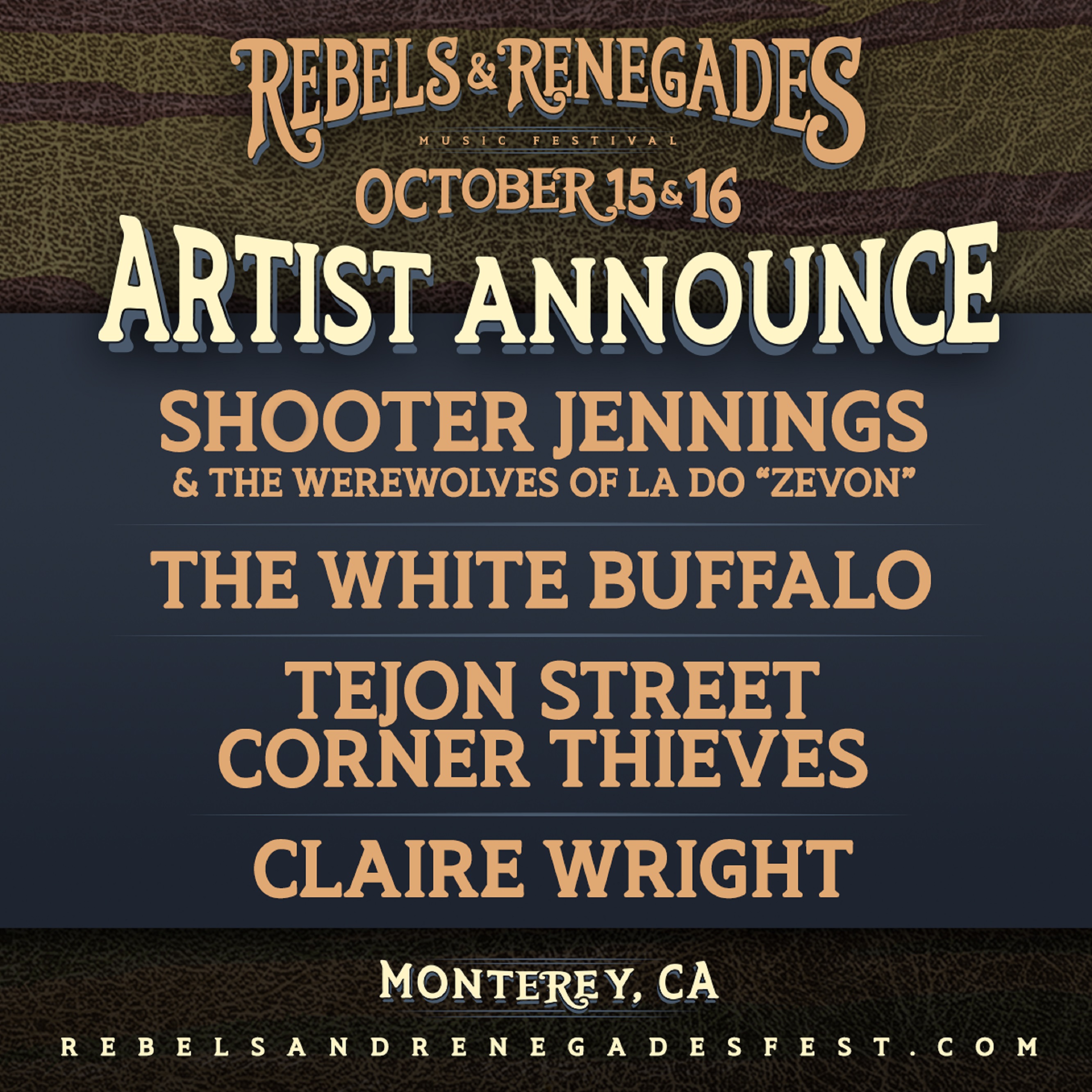 Shooter Jennings, White Buffalo, Tejon Street Corner Thieves, and Claire Wright Added to Inaugural Rebels & Renegades Festival