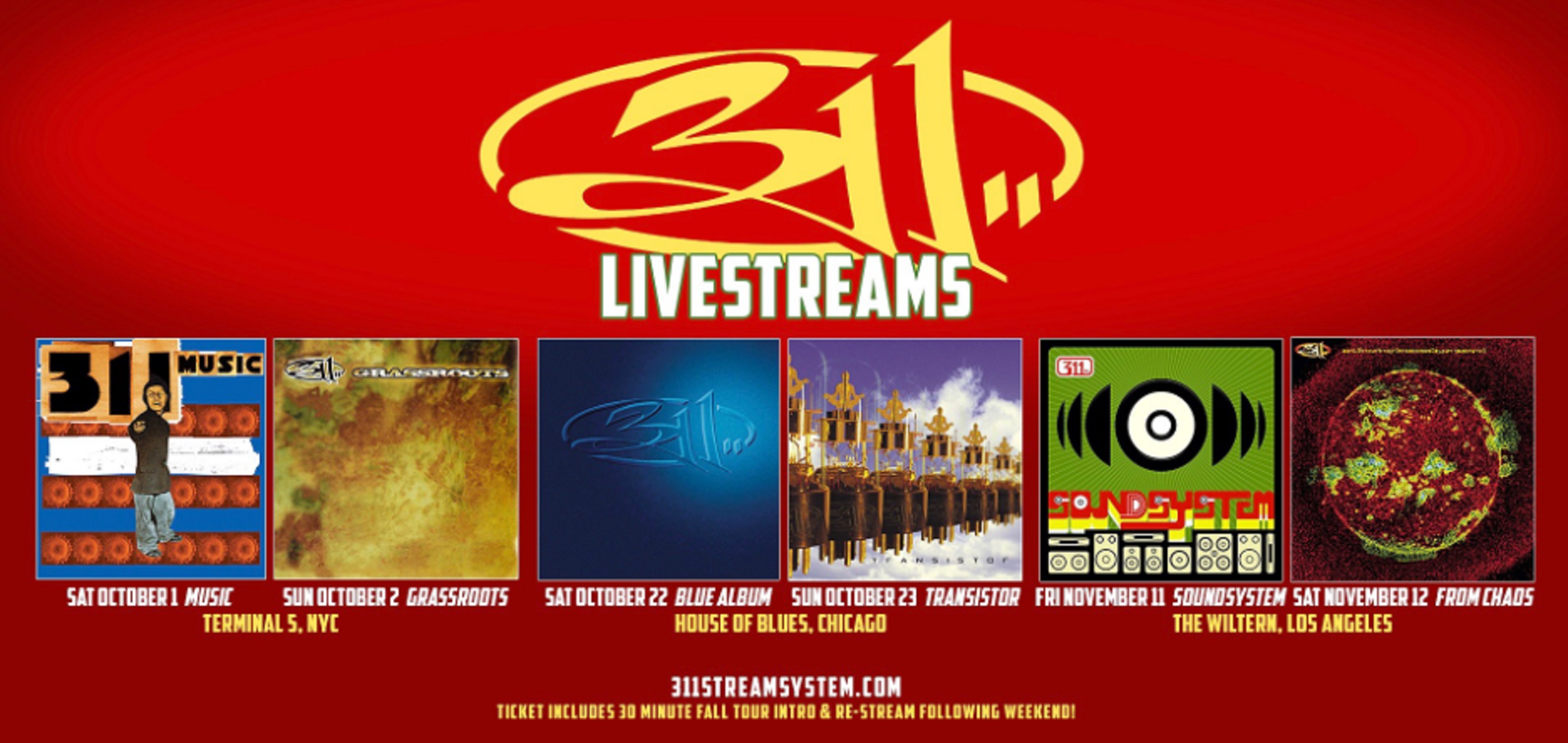 311 to Livestream Six Special Album Shows