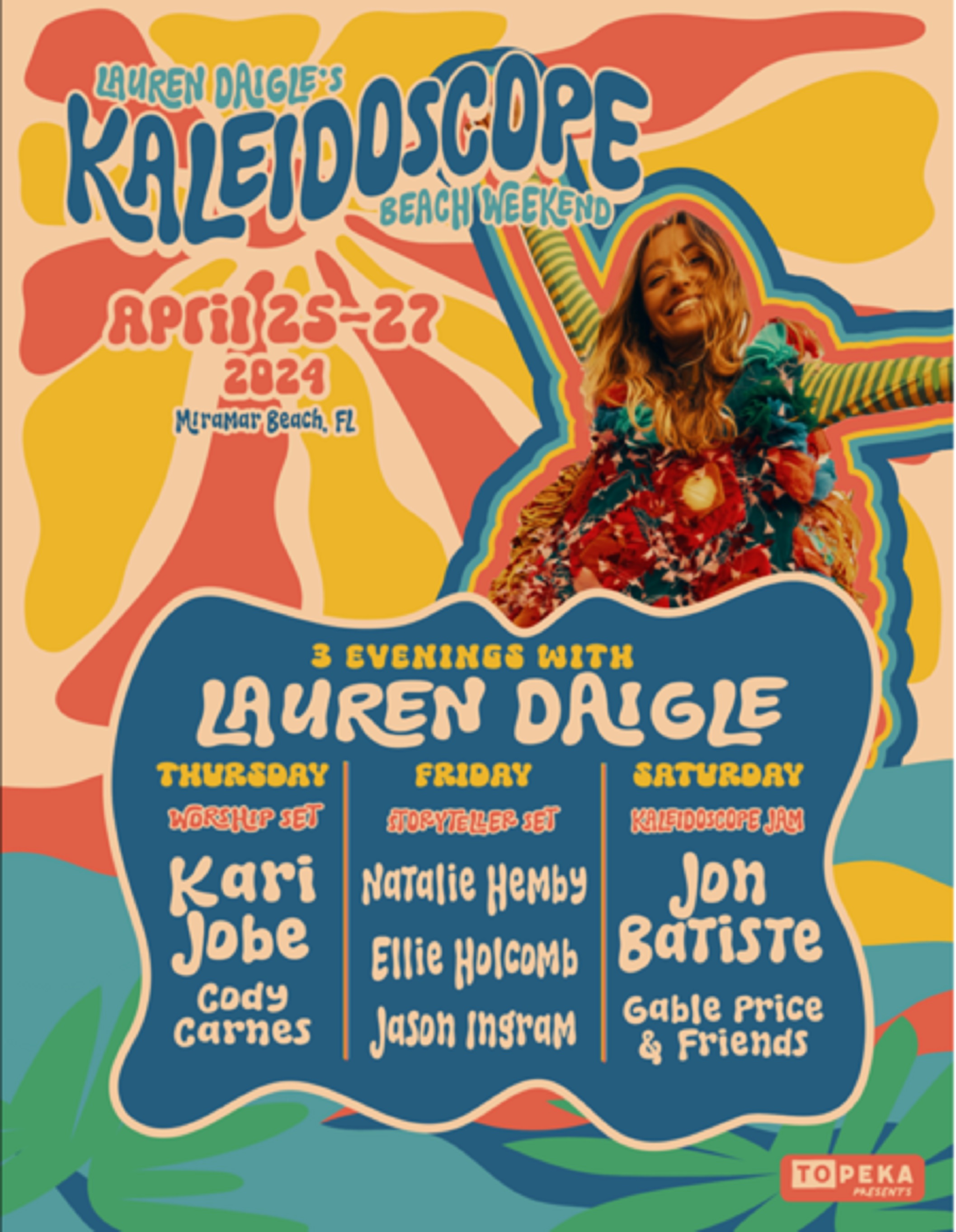 Topeka Presents Lauren Daigle's "Kaleidoscope Beach Weekend" Music Vacation, April 25-27