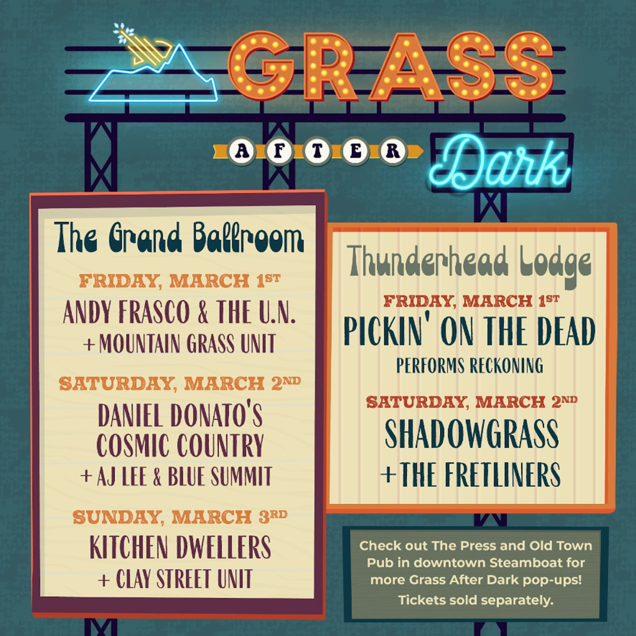 WinterWonderGrass Steamboat's Grass After Dark ft. Andy Frasco, Daniel Donato, Kitchen Dwellers and more; on sale now