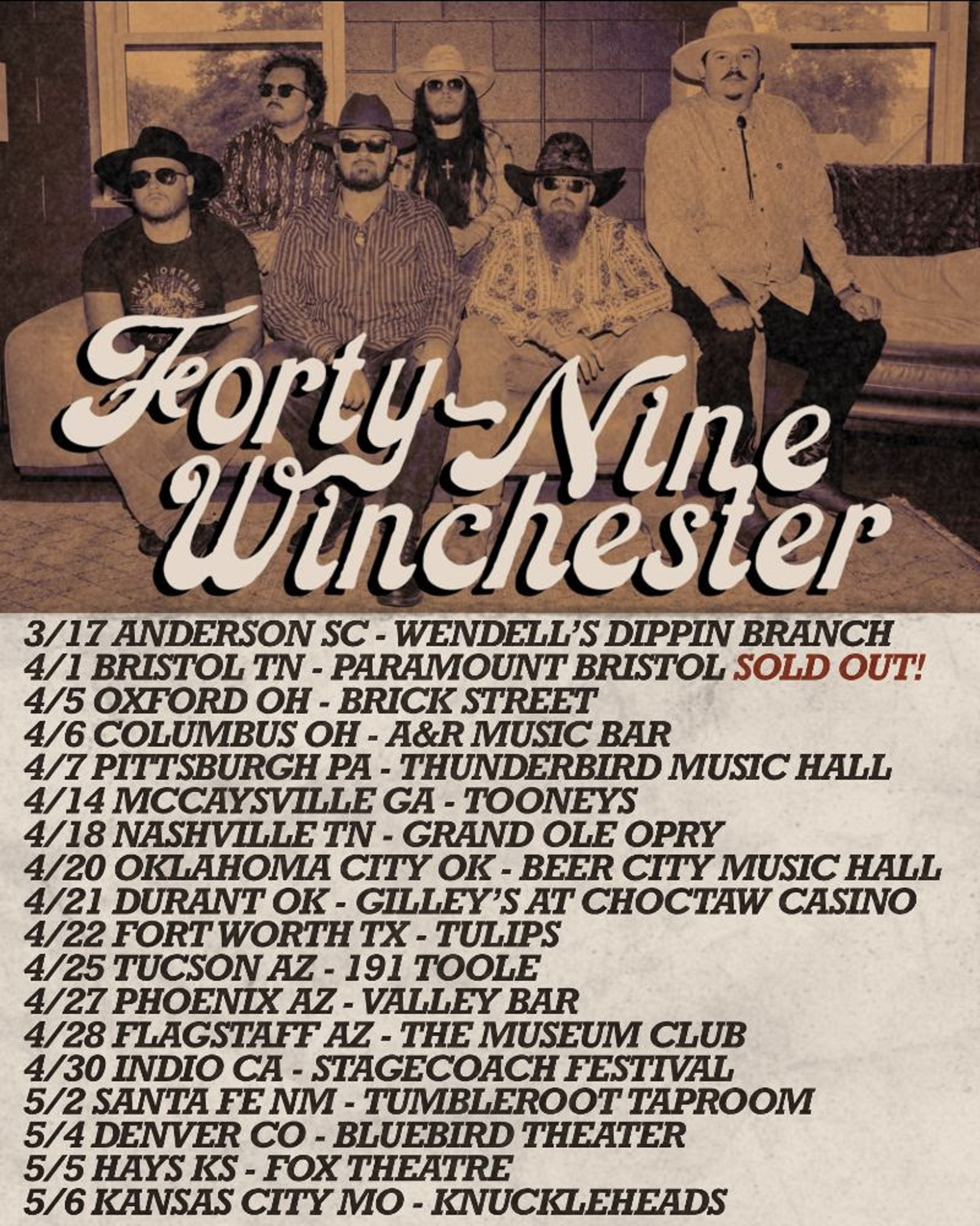 49 WINCHESTER Plot FORTUNE FAVORS THE BOLD Spring 2023 Tour Dates