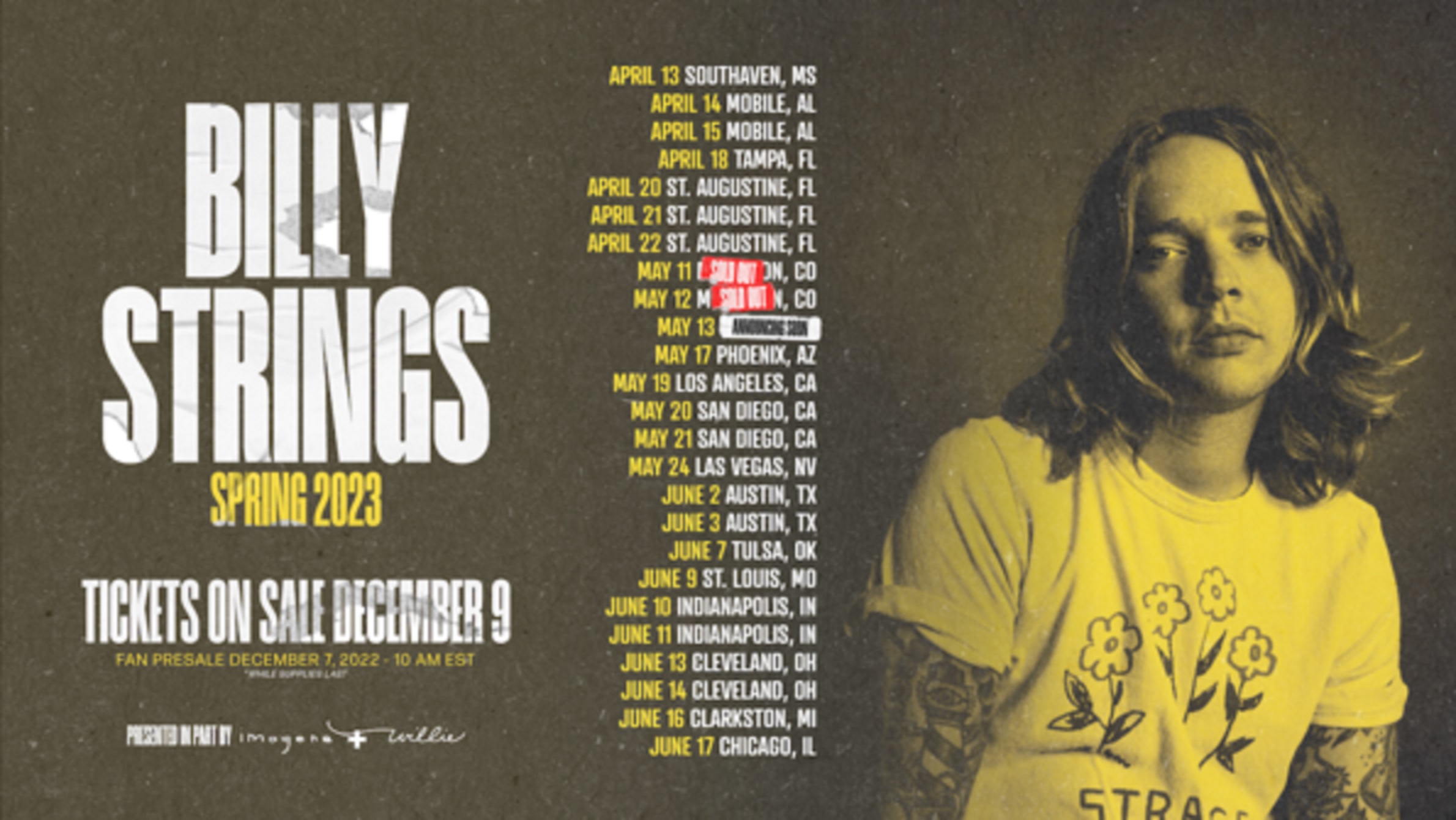 Billy Strings confirms 2023 spring tour including eight headline arena shows