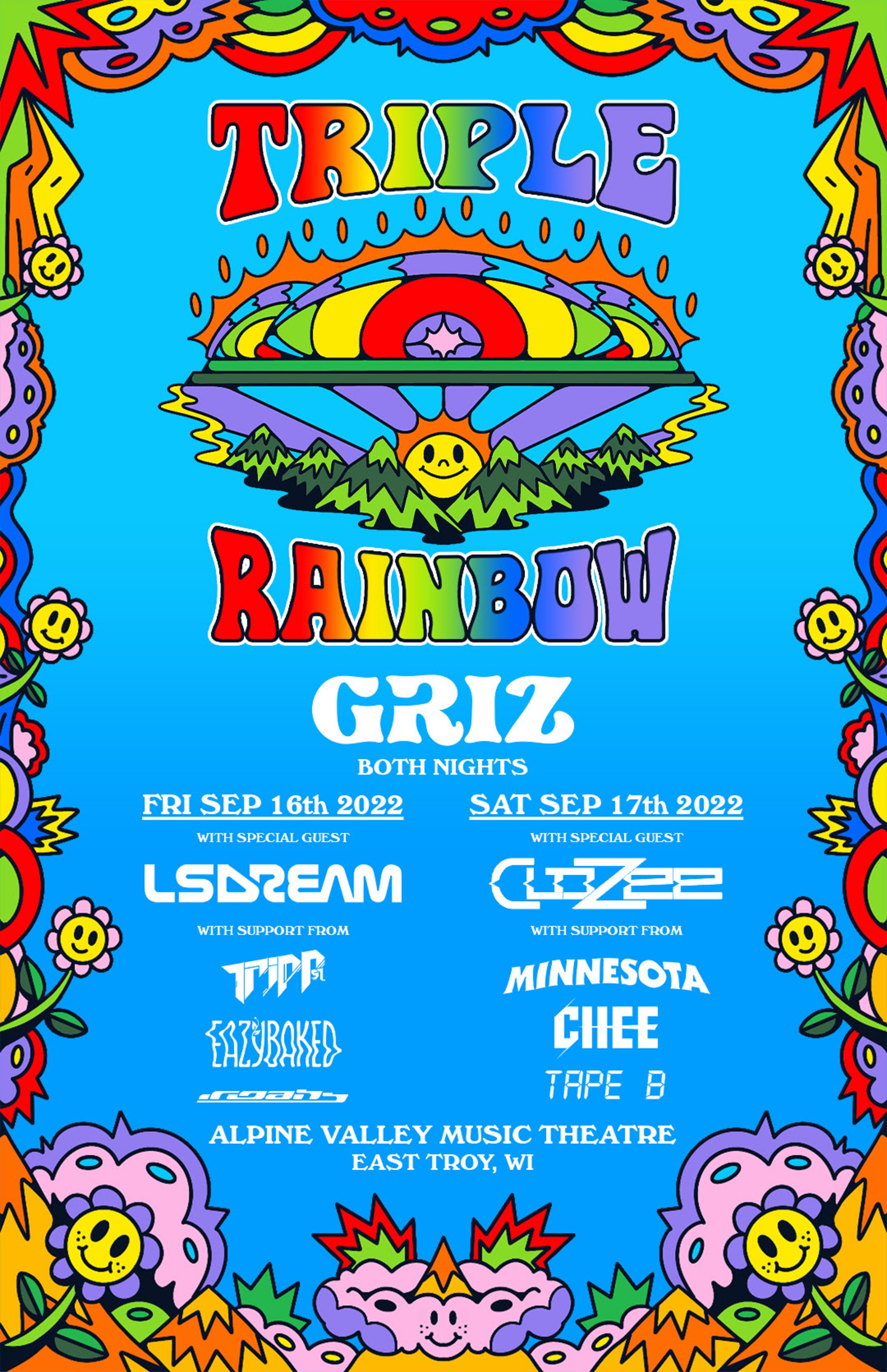 GRiZ Announces Triple Rainbow Experience on September 16th & 17th at Alpine Valley Music Theatre