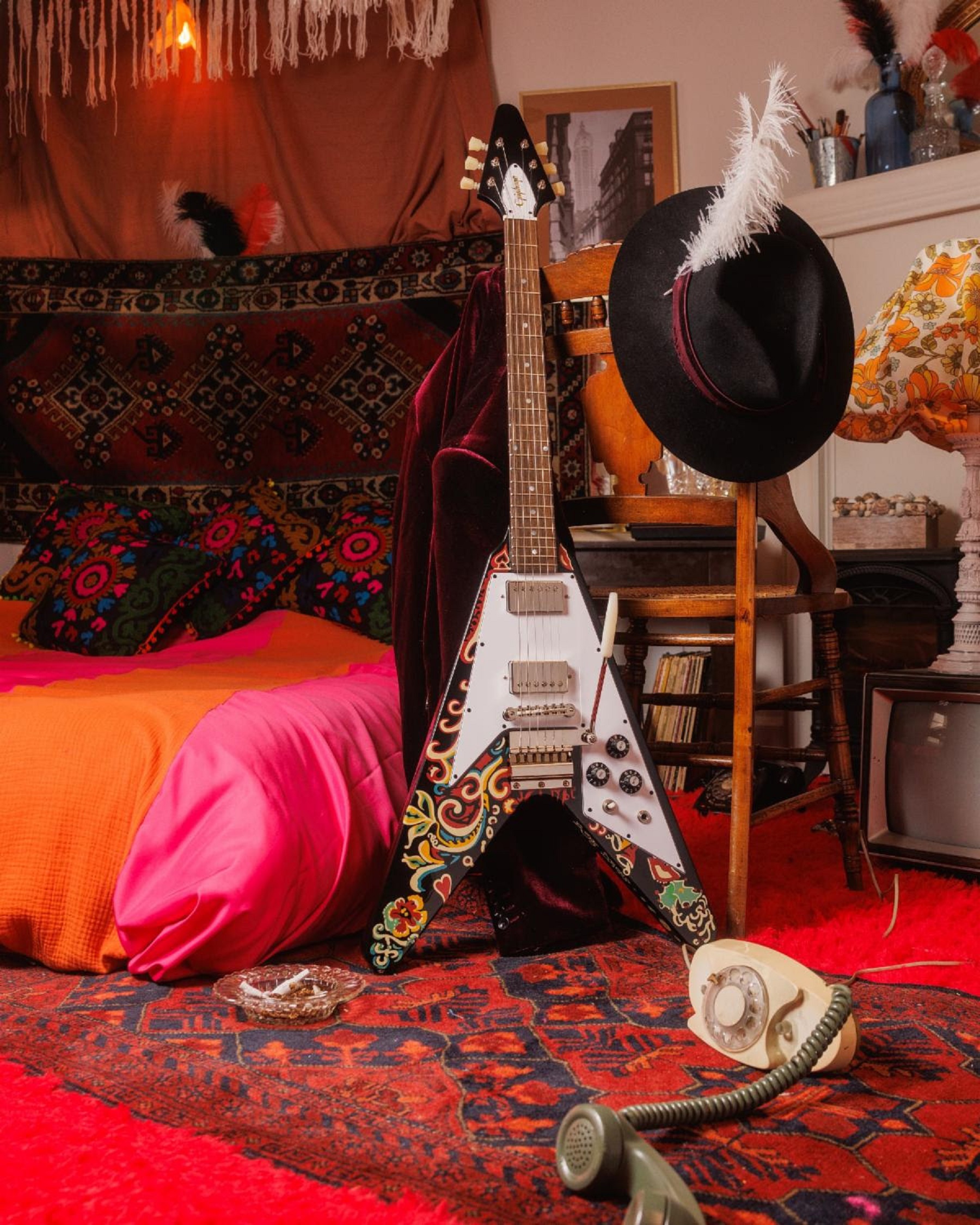 Jimi Hendrix Love Drops Flying V Epiphone and Gibson Custom Partner to Honor the Legendary Guitarist Jimi Hendrix Grateful Web