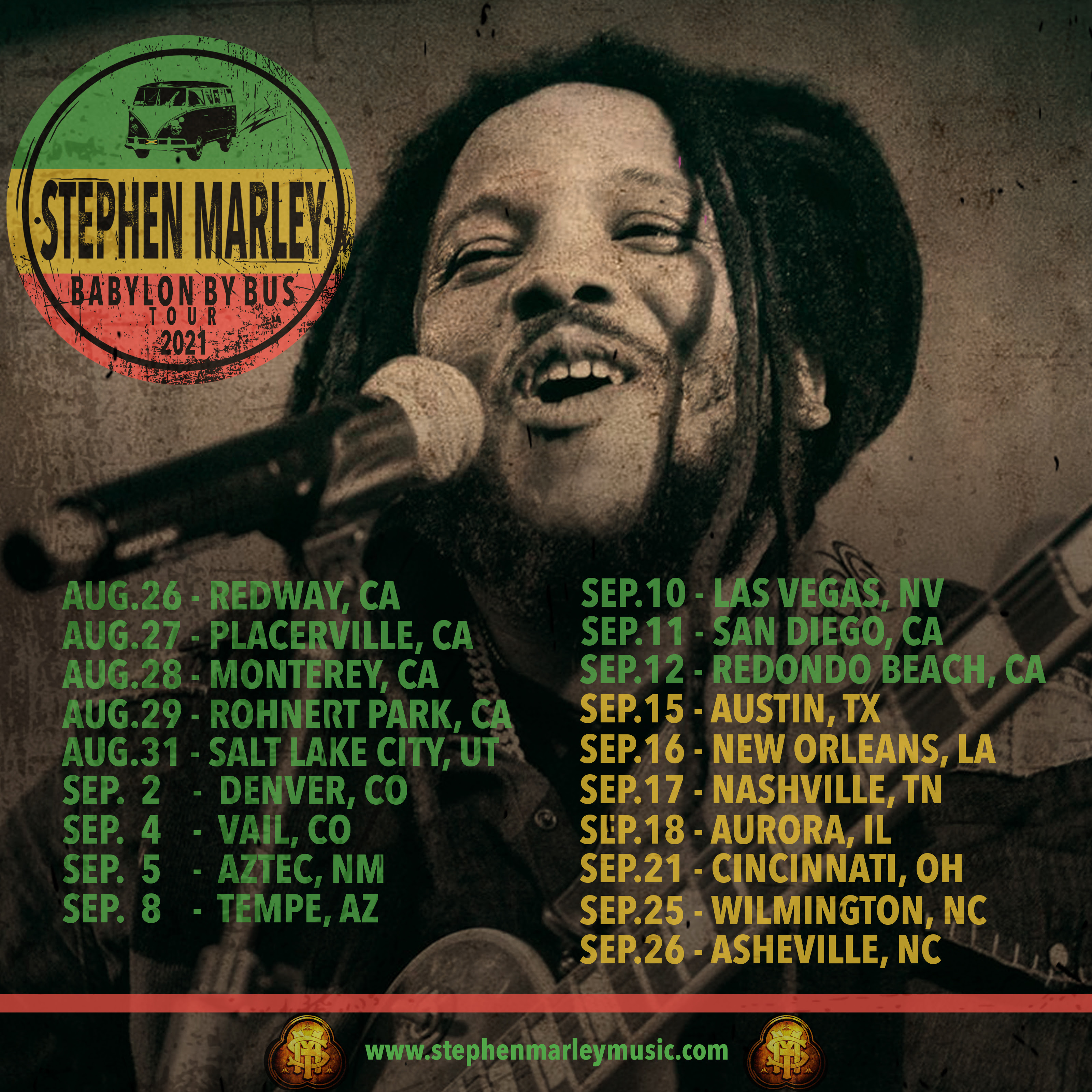 Stephen Marley Is Back on Road in 2021 in Aug & Sept
