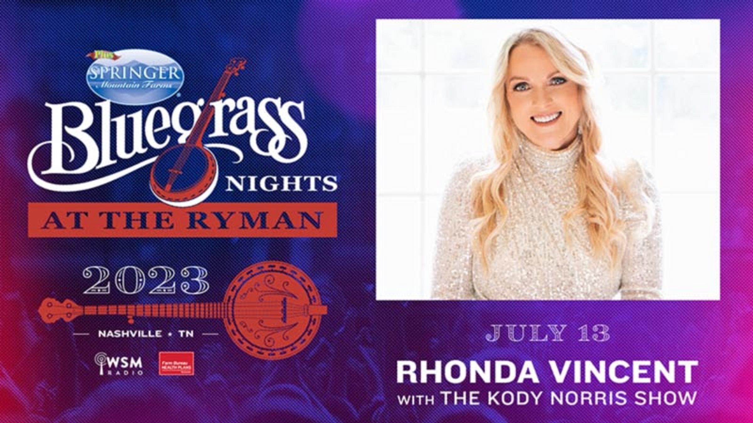 Rhonda Vincent & The Rage To Headline Springer Mountain Farms Bluegrass Nights At The Ryman Thursday, July 13th