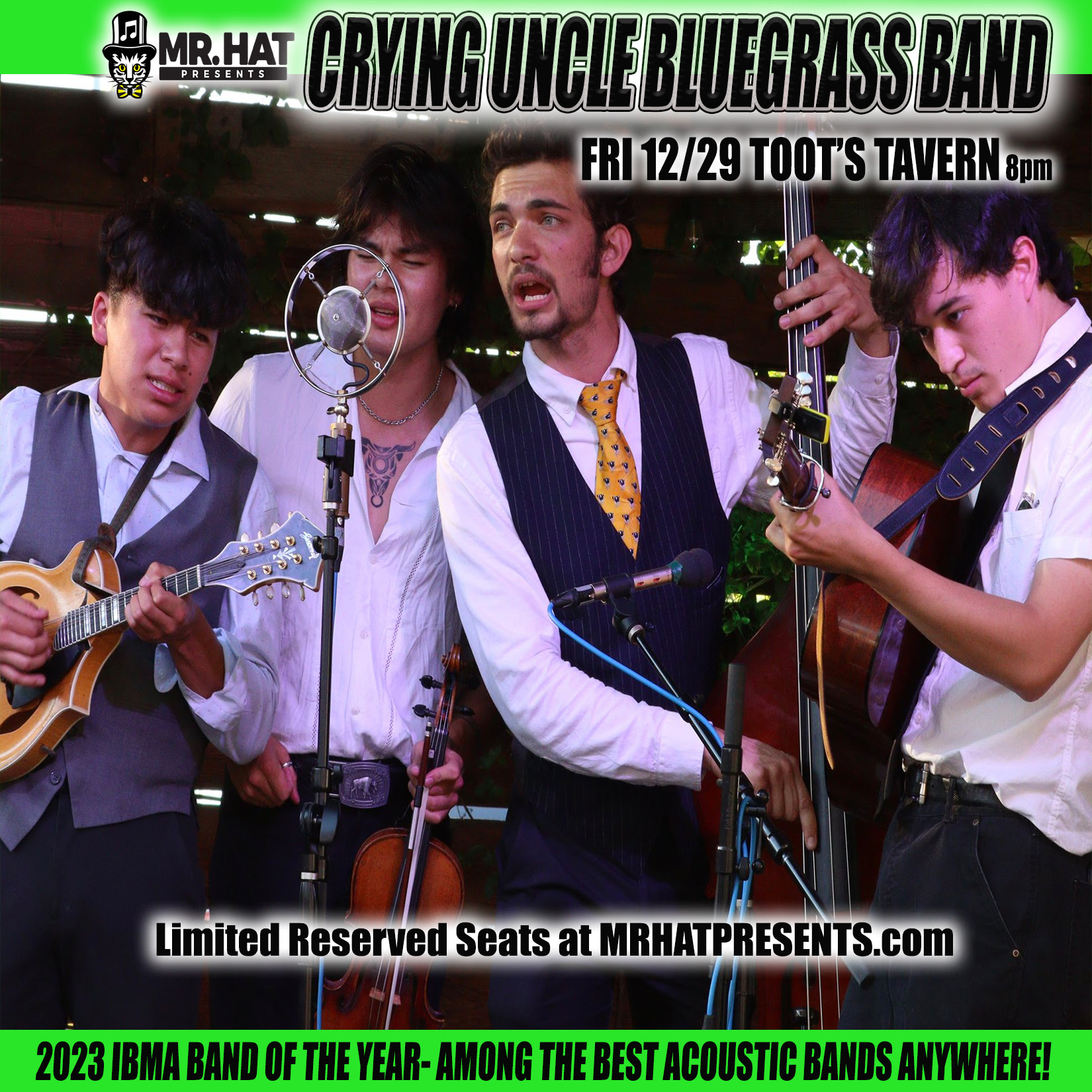 NEXT FRIDAY 12/29, AN EVENING WITH IBMA BAND OF THE YEAR- CRYING UNCLE BLUEGRASS BAND