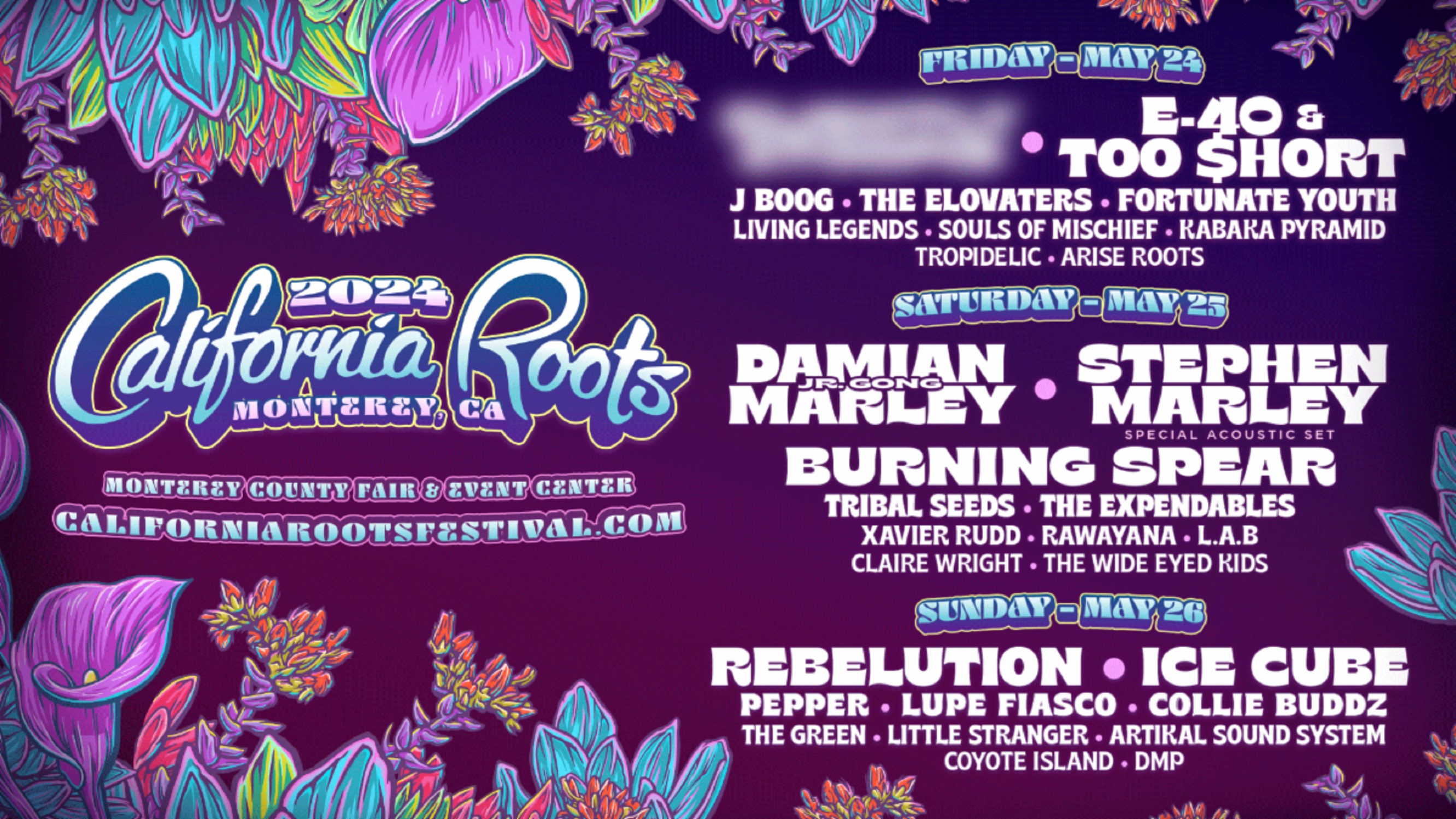California Roots Music And Arts Festival Adds Stephen Marley, Ice Cube, E-40 and Too Short, And More To 2024 Lineup