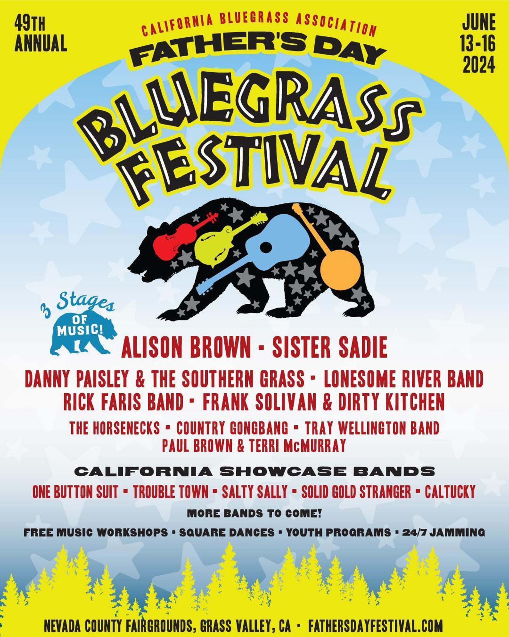 49th Annual Father's Day Bluegrass Festival in Grass Valley, California Announces Lineup