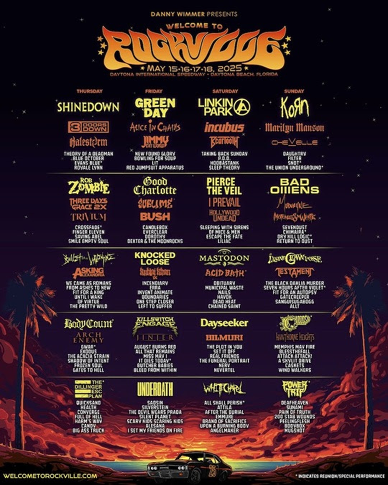 Danny Wimmer Presents Unveils Music Set Times for Welcome To Rockville 2025