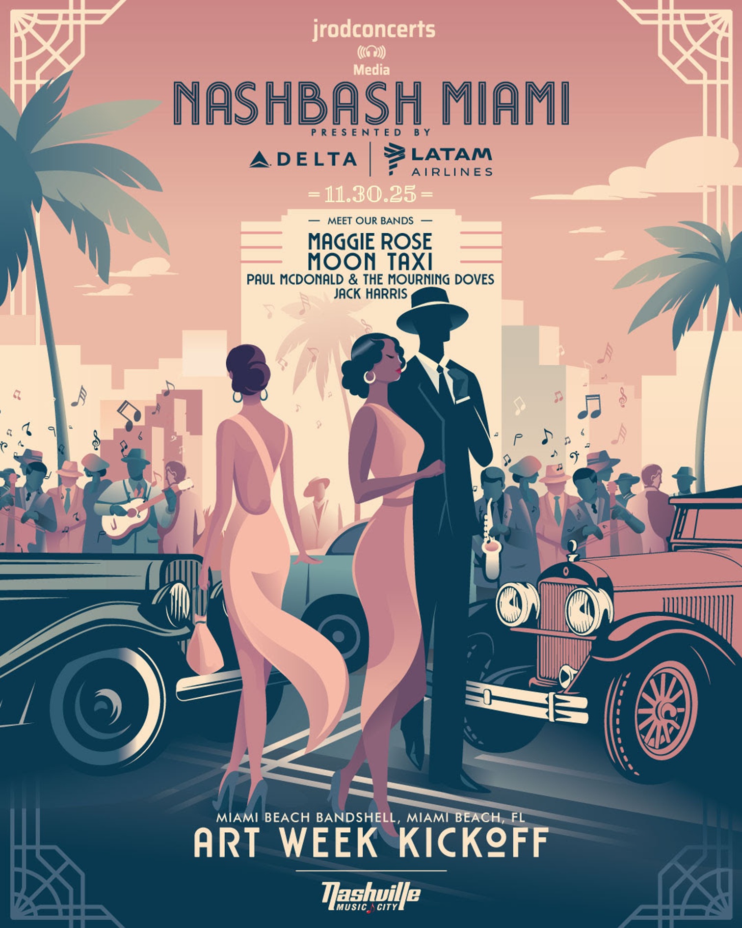 The inaugural Nashbash Miami Artweek Kickoff 2025 - Featuring music from Moon Taxi, Maggie Rose, Paul McDonald and Jack Harris