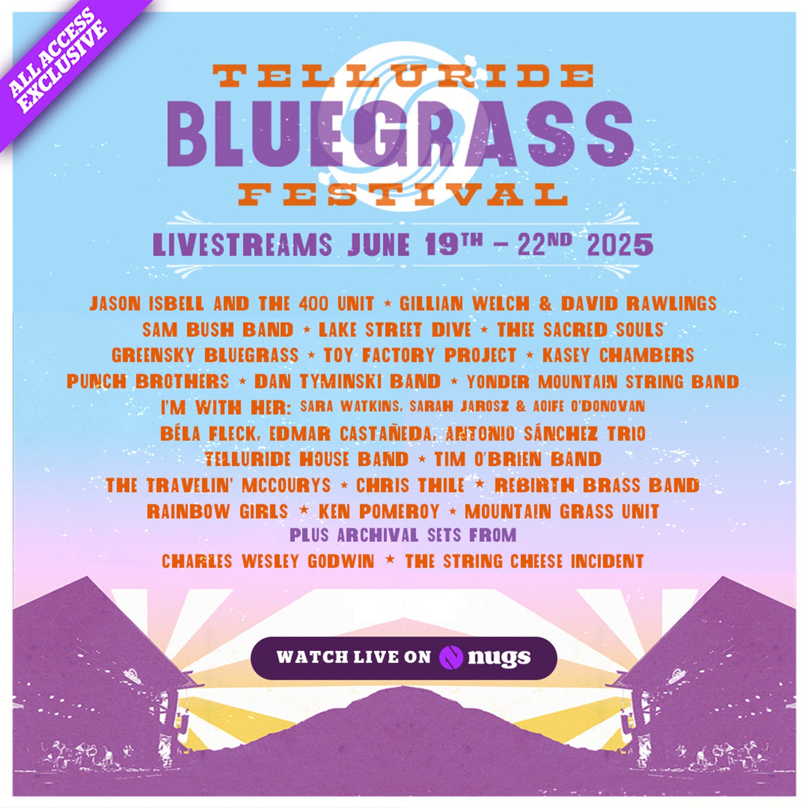 Telluride Bluegrass Teams Up With nugs To Livestream 2025 Festival