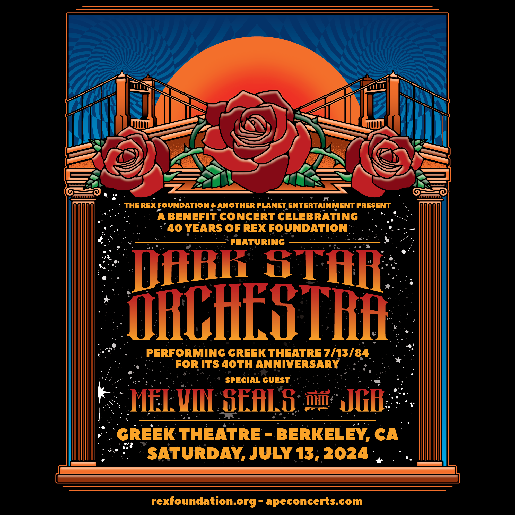Rex Foundation to Celebrate its 40th Anniversary With Dark Star Orchestra, Melvin Seals & JGB at Berkeley’s Greek Theatre on July 13, 2024
