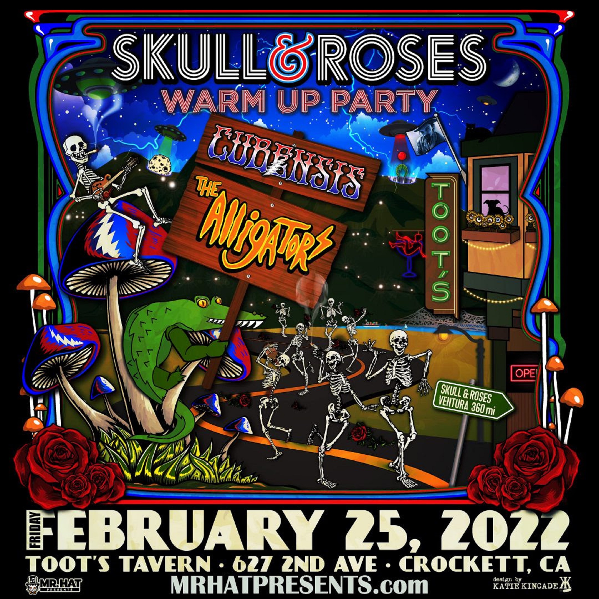 Announcing The Skull & Roses Warm Up Party Feb 25th at Toot’s Tavern