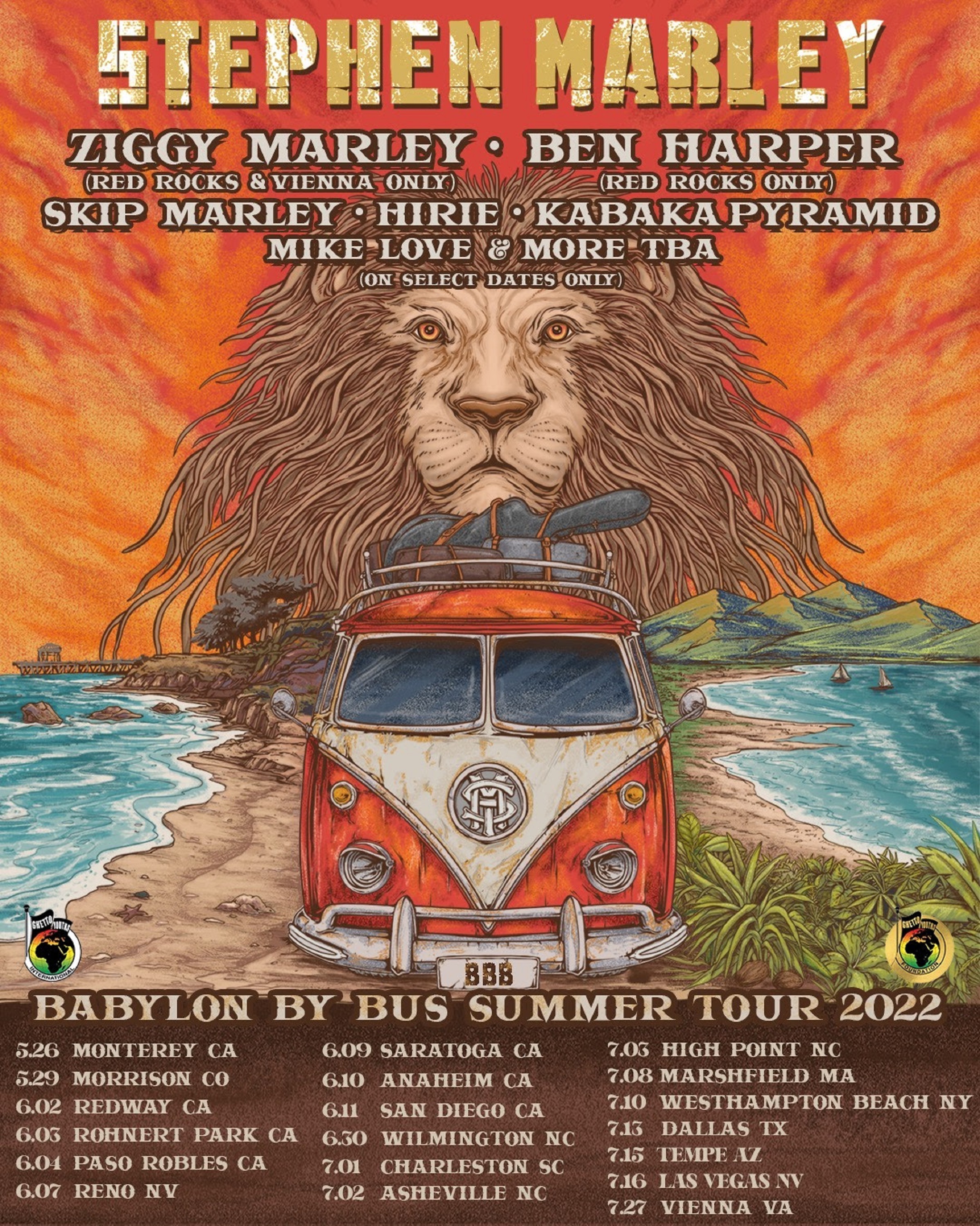 Stephen Marley Announces Babylon By Bus Summer Tour w / Ziggy Marley, Ben Harper, Skip Marley, Hirie & More!