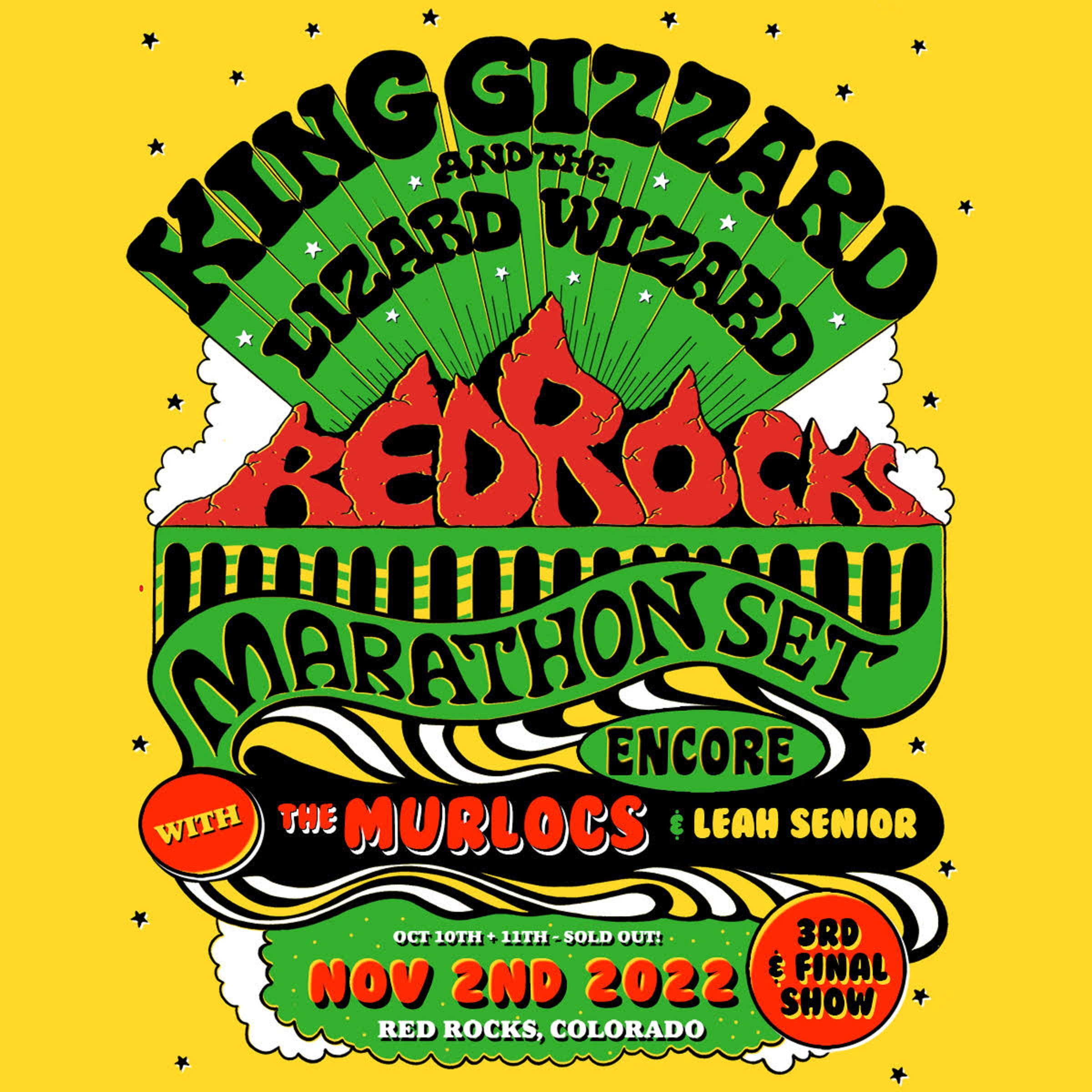 King Gizzard & The Lizard Wizard adds third show @ Red Rocks Amphitheatre