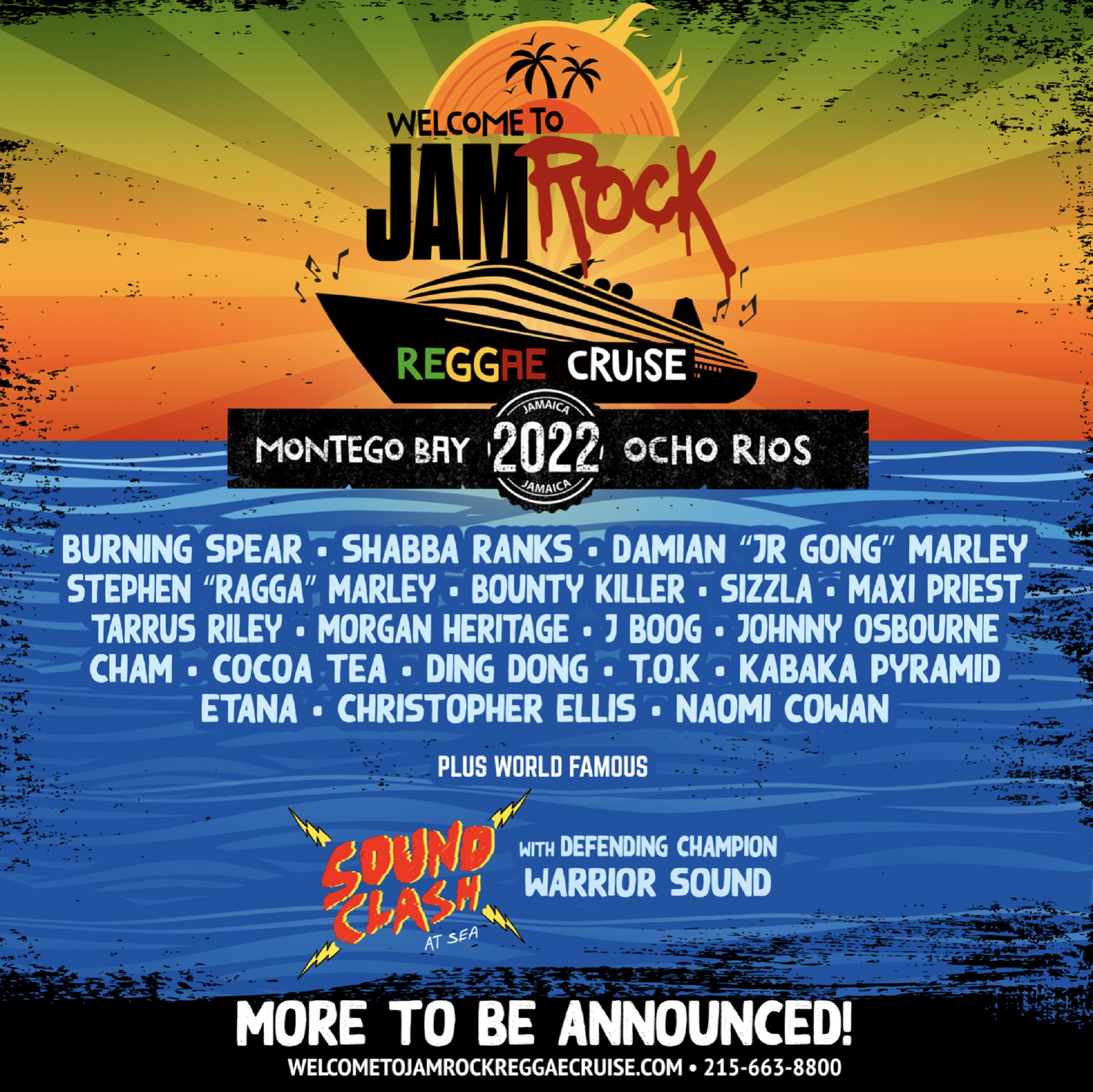 WELCOME TO JAMROCK REGGAE CRUISE RETURNS FOR 2022 AND ANNOUNCES POWERHOUSE LINEUP