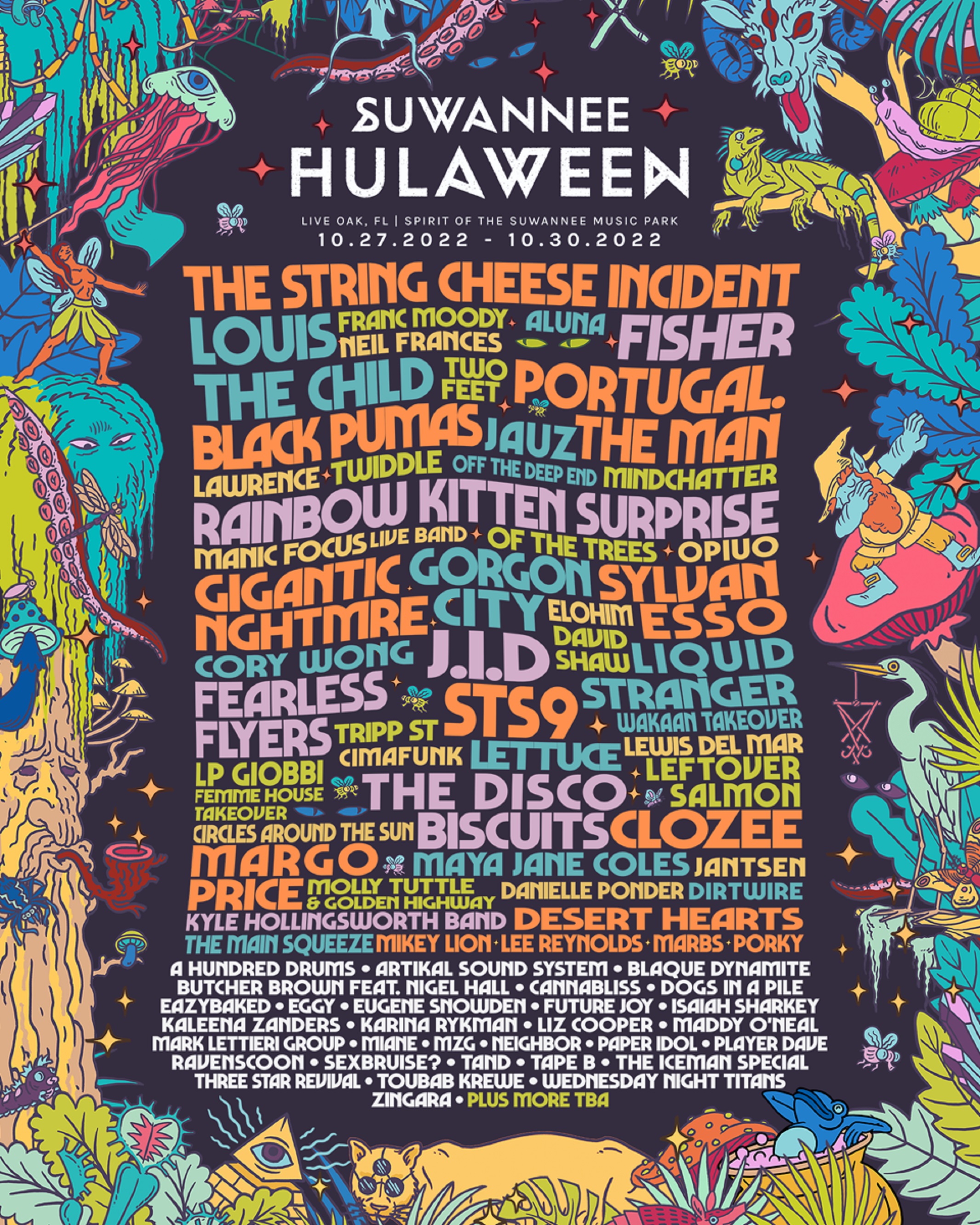Suwannee Hulaween 2022 lineup: The String Cheese Incident, Black Pumas, Rainbow Kitten Surprise, CloZee, Fearless Flyers & more