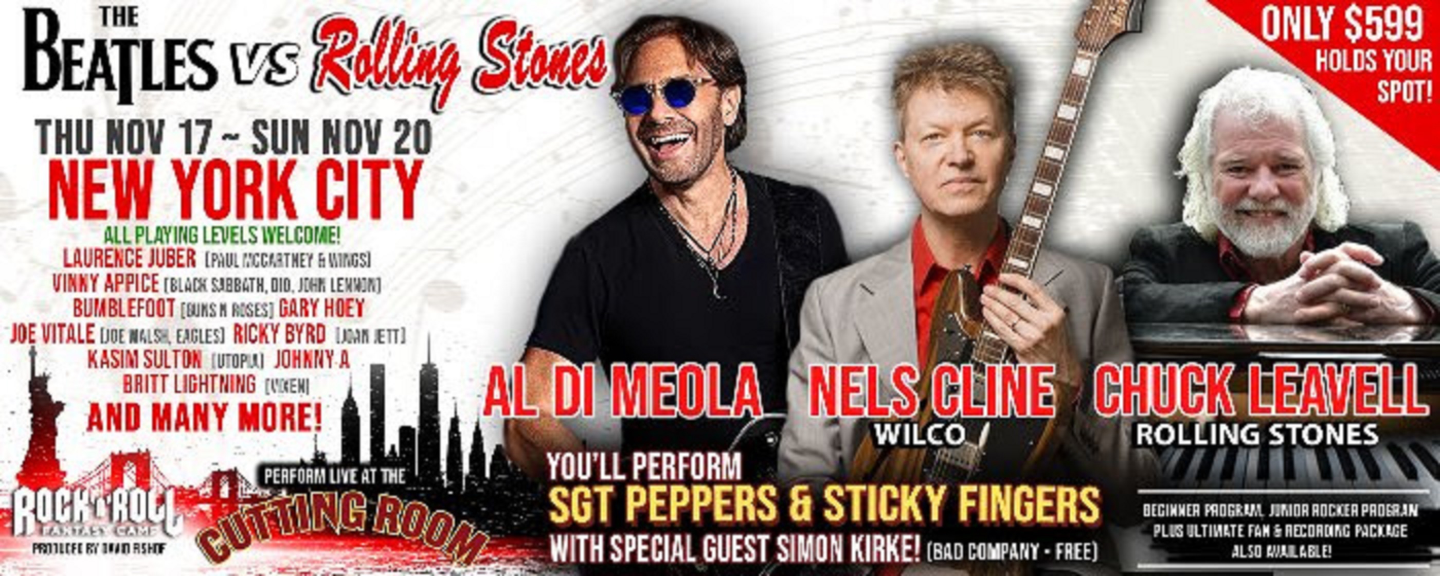 Rock Camp Returns to NYC with Al Di Meola, Nels Cline, Chuck Leavell and Simon Kirke!