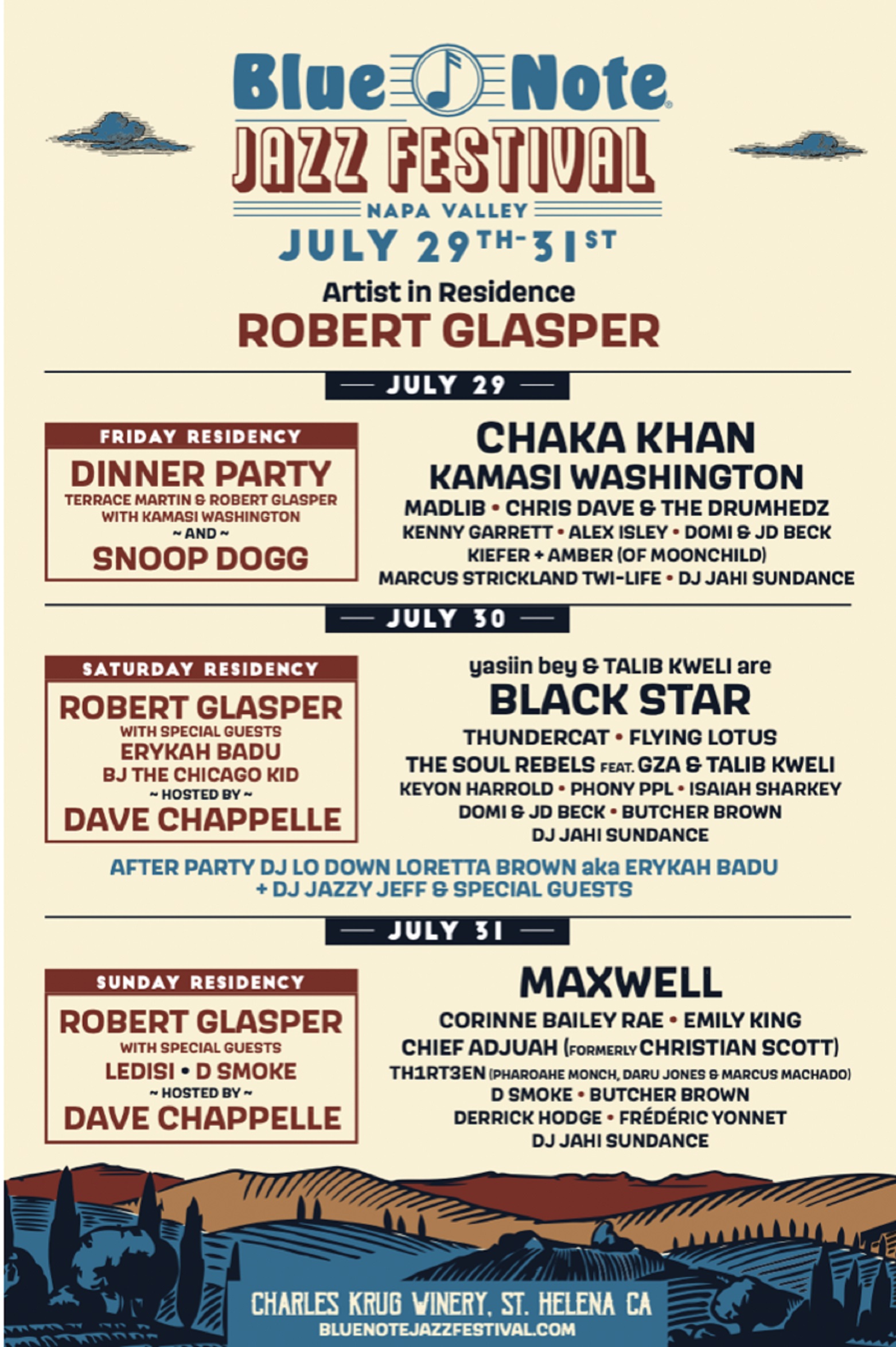 BLUE NOTE JAZZ FESTIVAL NAPA VALLEY ADDS THIRD DATE ON FRIDAY, JULY 29th