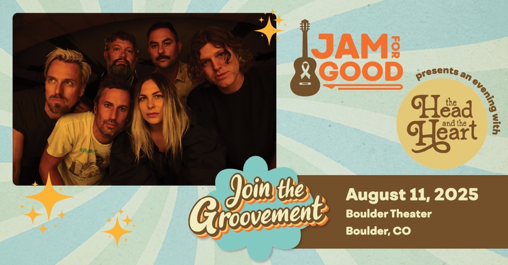 Jam For Good Presents The Head and the Heart at Boulder Theater, Aug 11