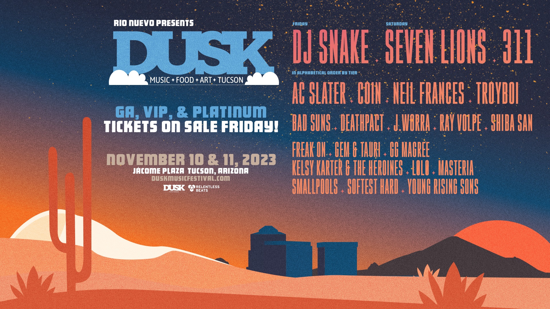 DUSK MUSIC FESTIVAL ANNOUNCES LINEUP FOR SEVENTH ANNUAL EVENT, NOVEMBER 10 & 11, 2023