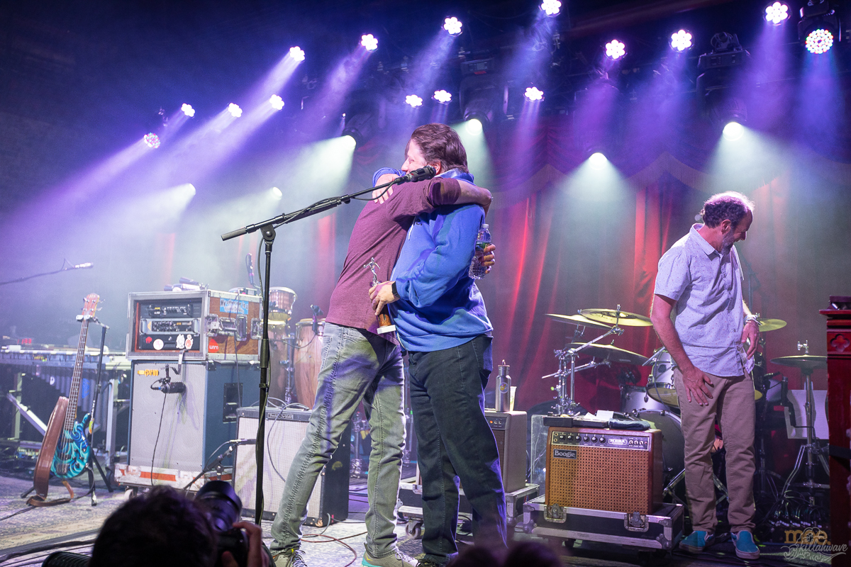 Chuck Garvey embraces Brooklyn Bowl Owner Peter Shapiro | Brooklyn, NY