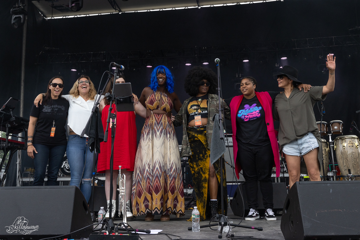 Jennifer Hartswick (second from the left) and Nikki Glaspie (second from the right) performed as the Broadbent this summer