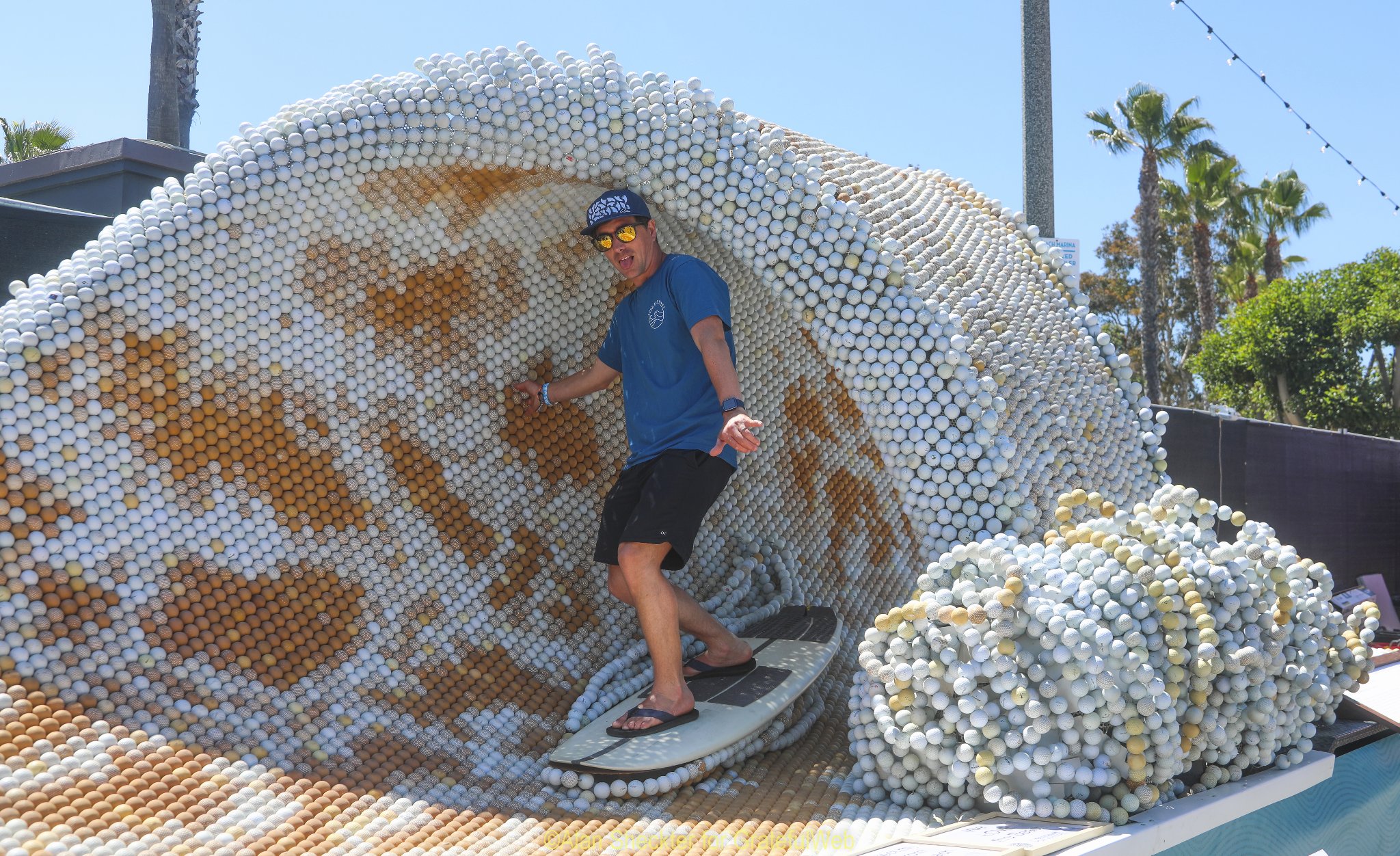 Ethan Estess with his Fore the Waves sculpture