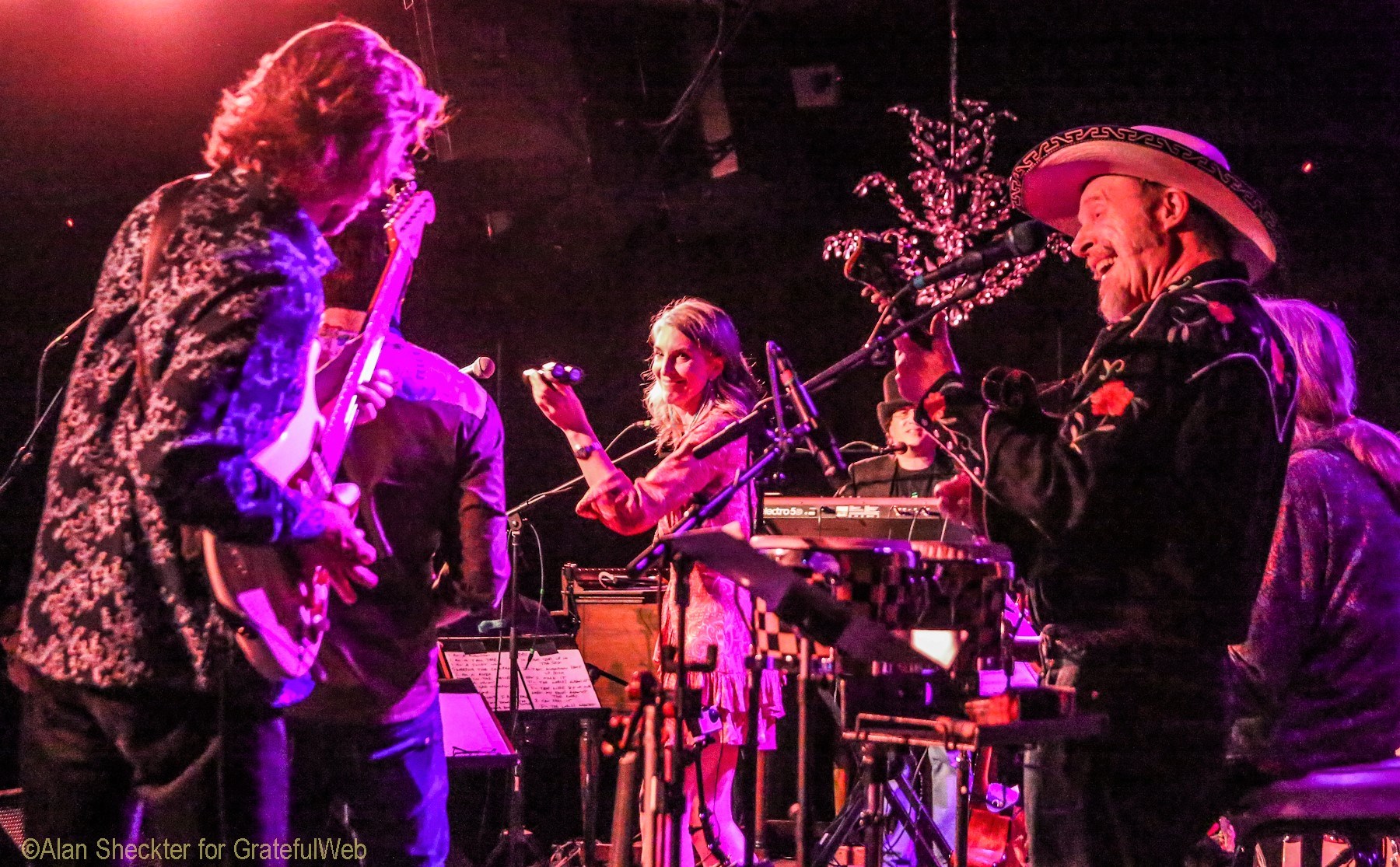 Paige Clem, flanked by a jamming James Nash and Joe Craven, "Firefly" album release party | Terrapin Crossroads