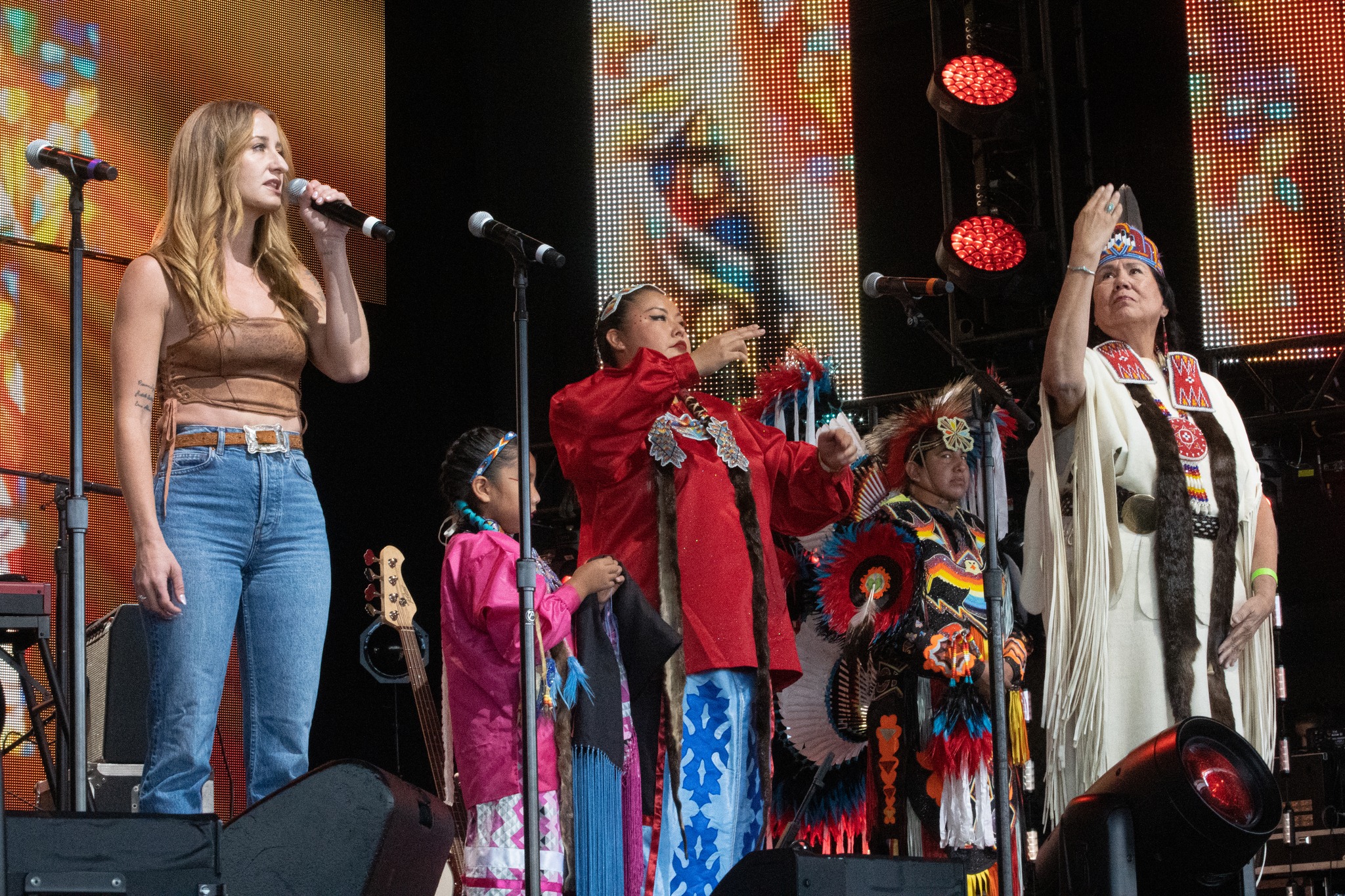 Margo with the Wisdom Indian Dancers - Farm Aid - 2022