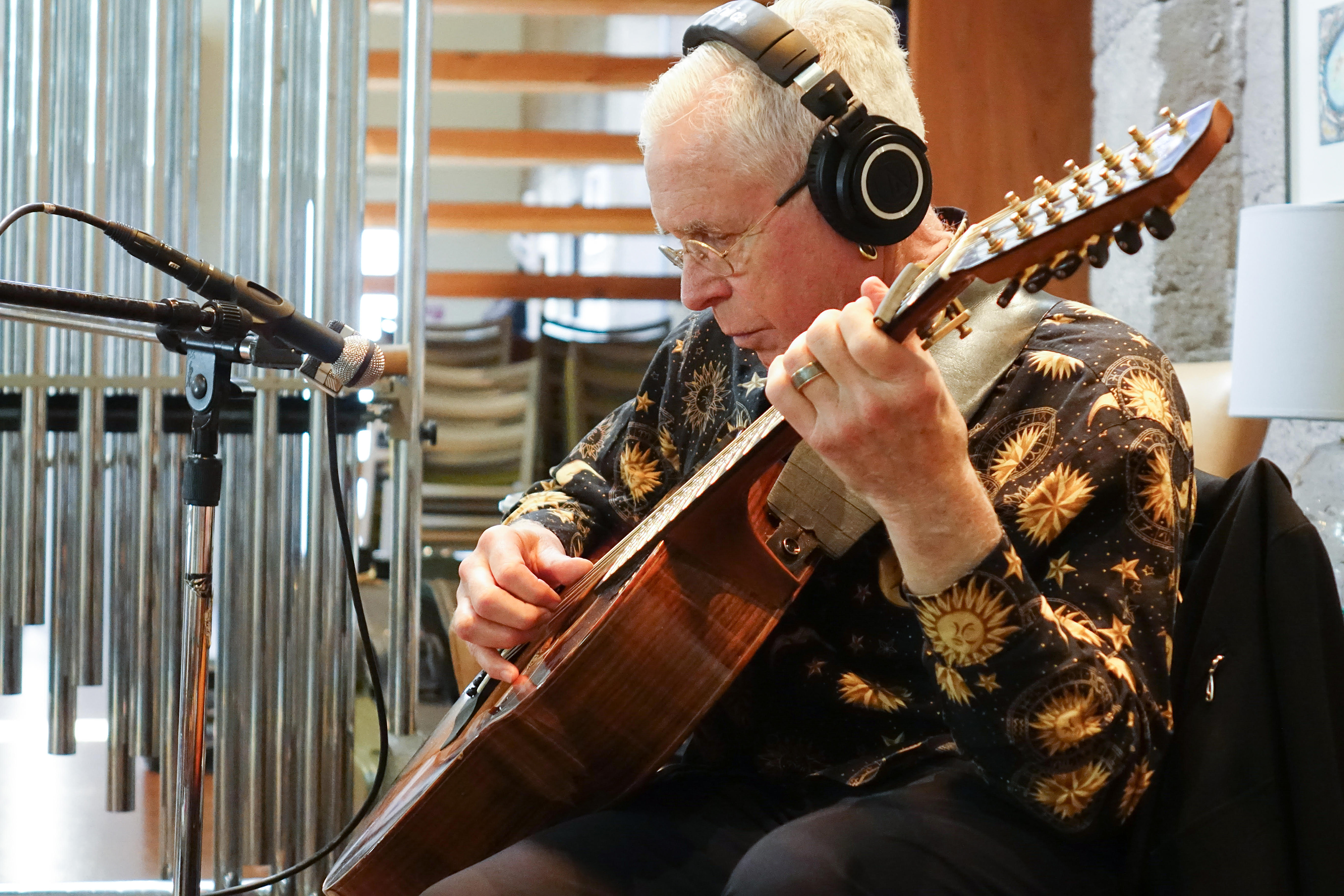 Bruce Cockburn recording Crowing Ignites | Photo courtesy of the artist