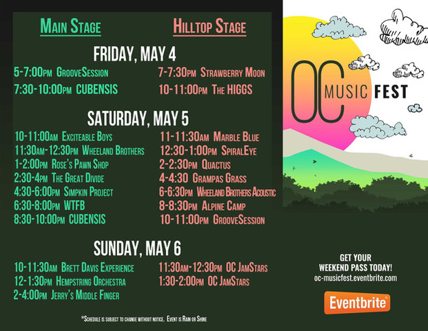 OC Music Festival 2018 schedule