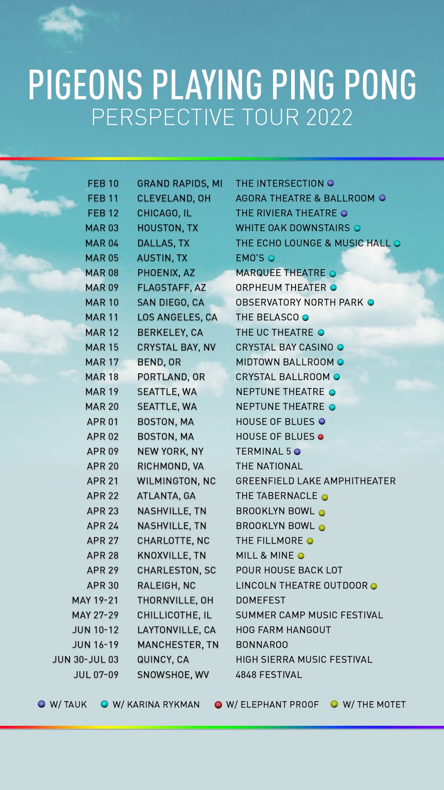 more than thirty shows scheduled nationwide.