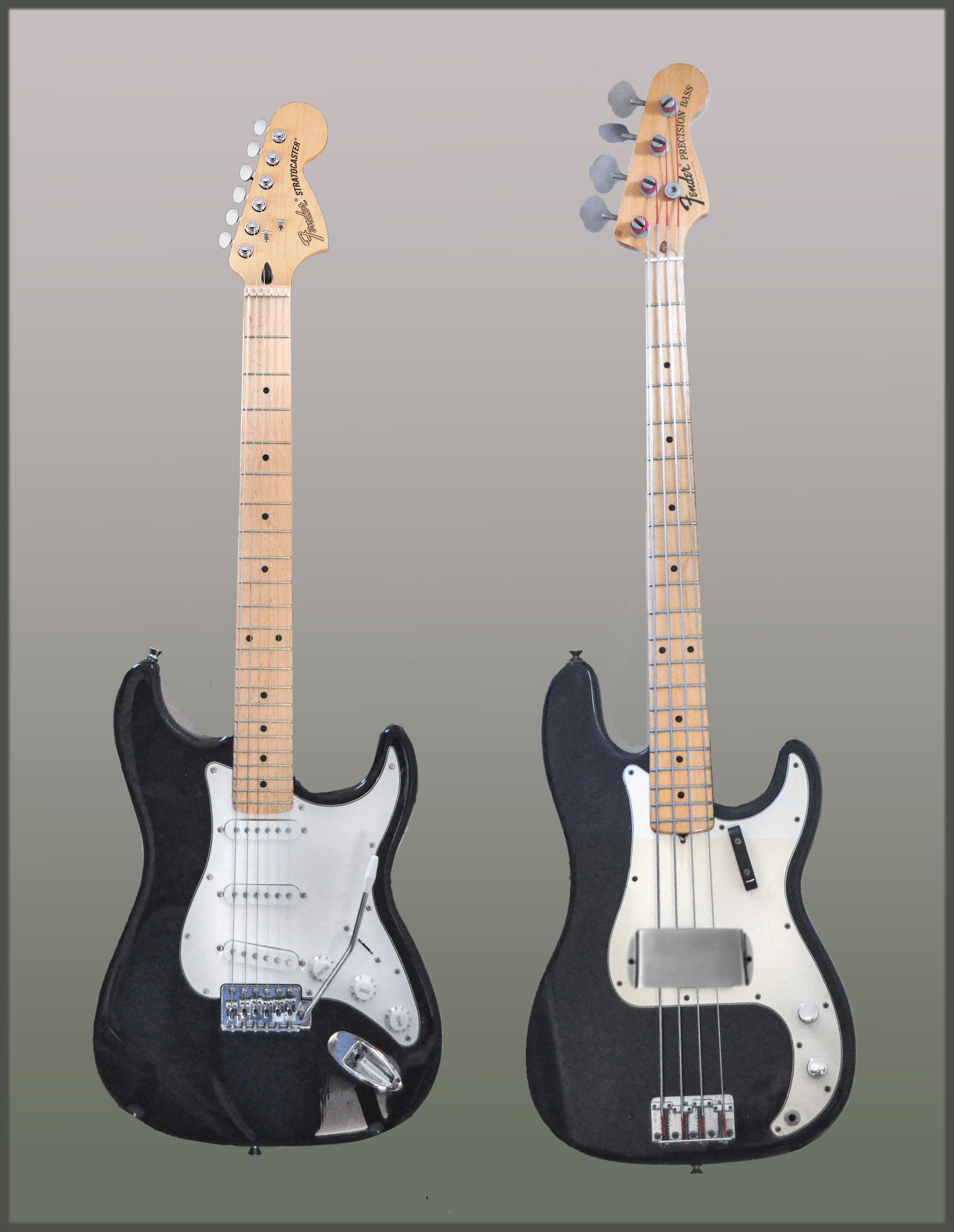 Fender Stratocaster and Precision Bass