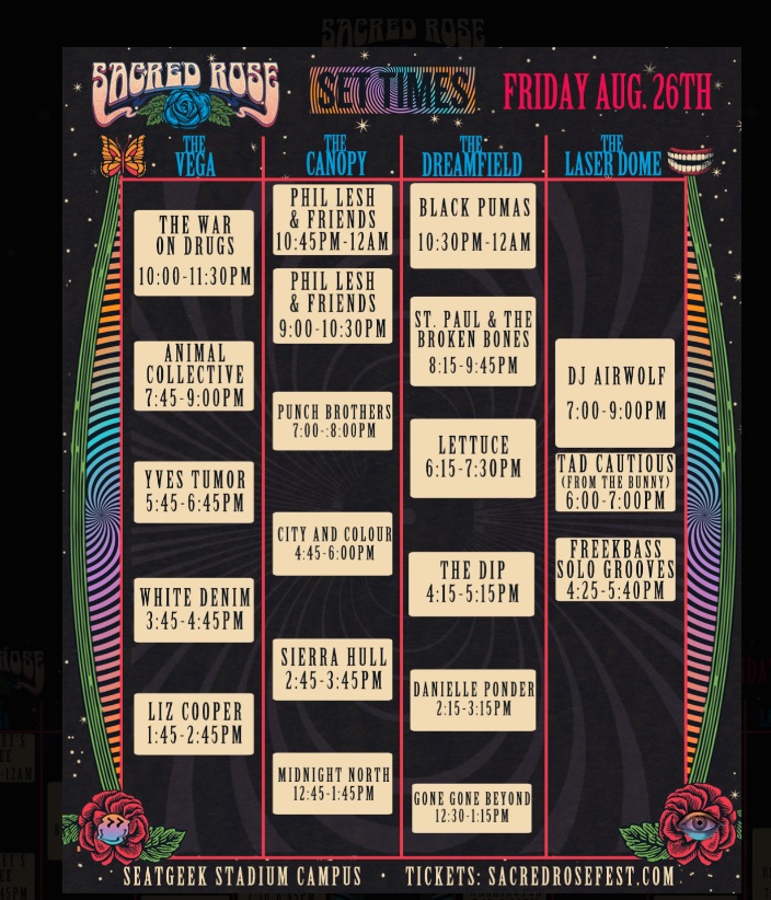 Friday 8/26/22 | Sacred Rose Fest Schedule