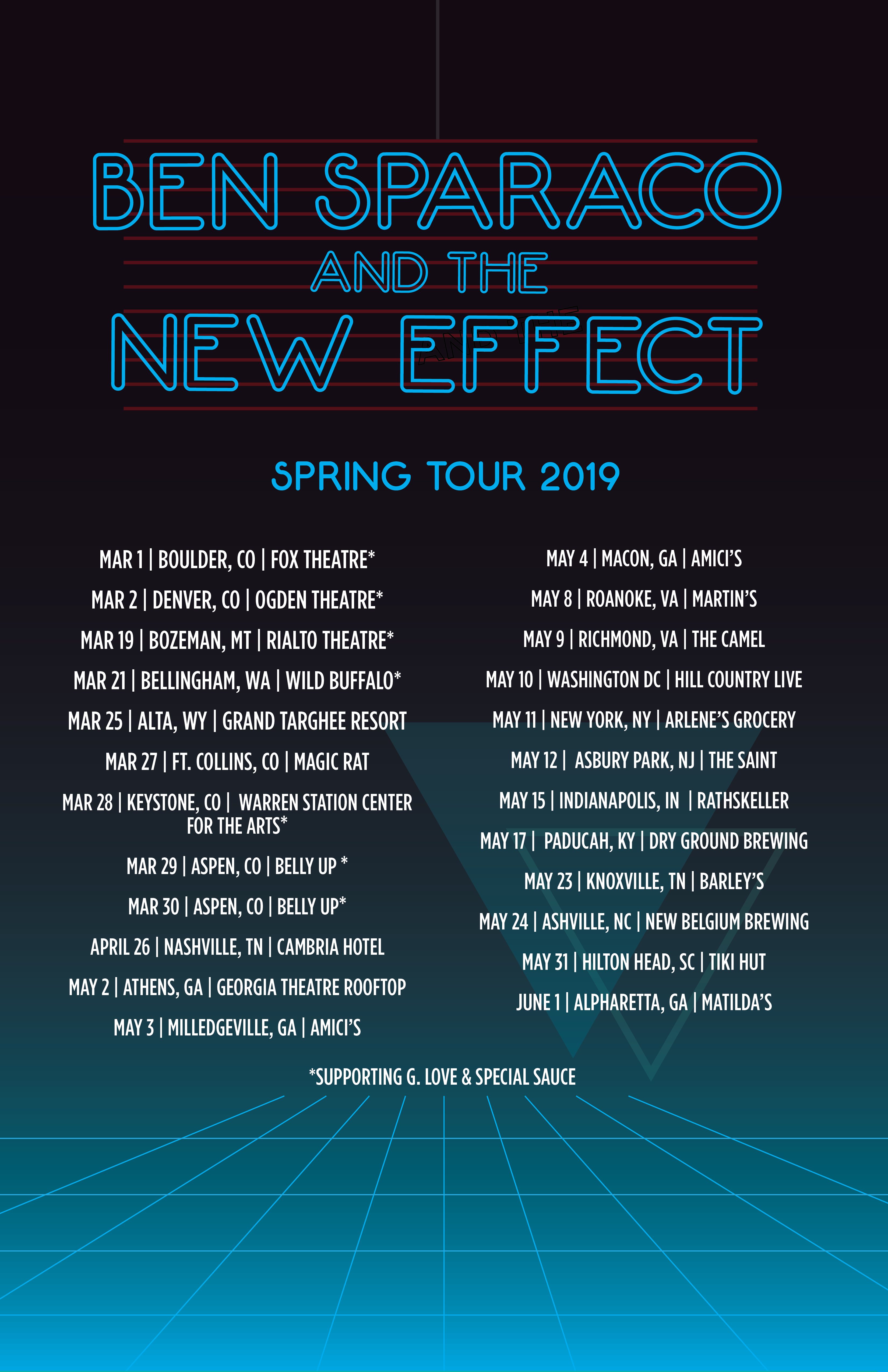 Ben Sparaco and The New Effect’s 2019 spring tour
