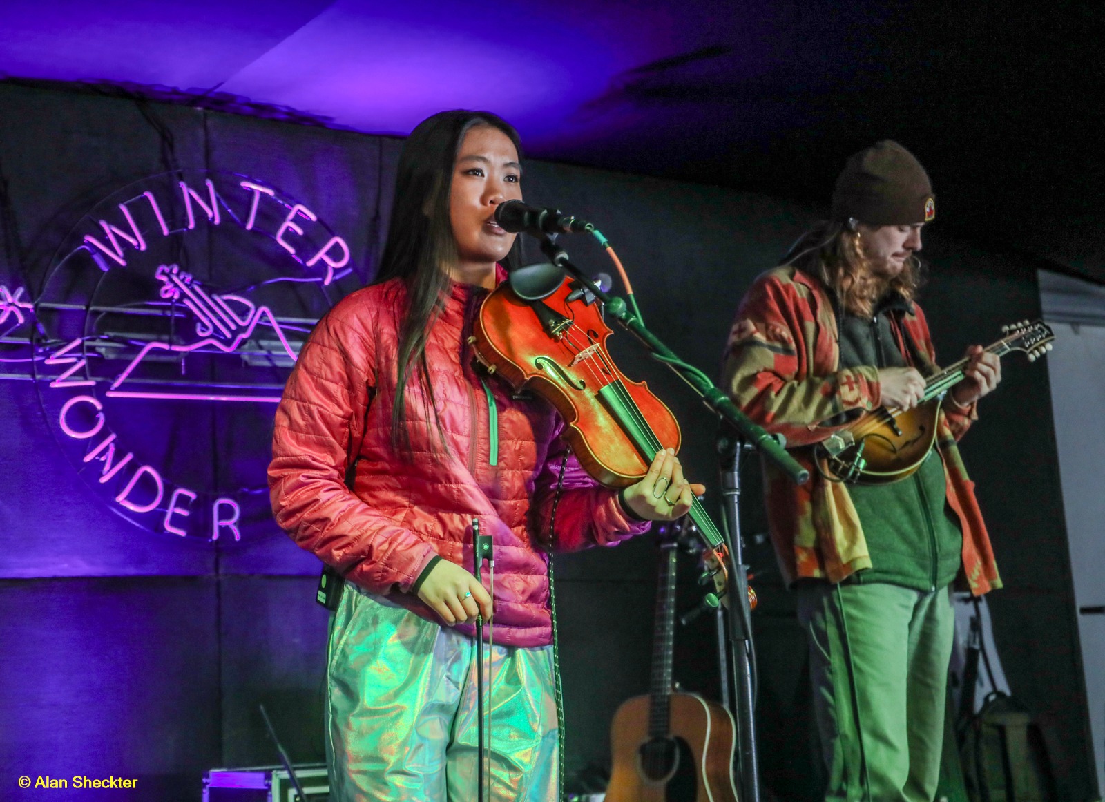 Mei Lin Heiendt  (left) and Kyle Ledson, Broken Compass Bluegrass, Jamboree tent, Friday