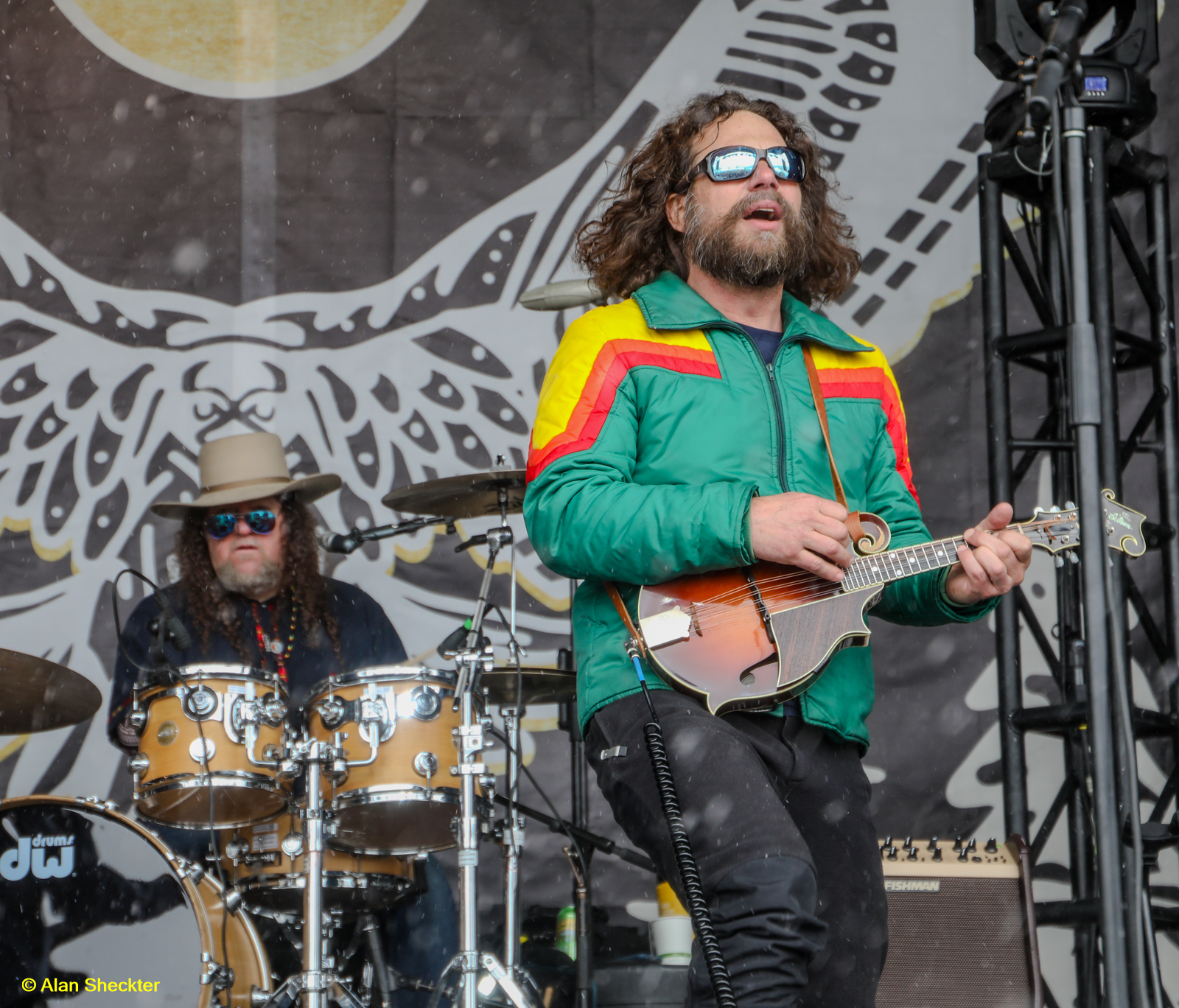 Michael Kirkpatrick (right) and Jake Wolf, Pickin’ on the Dead, on the main stage Friday