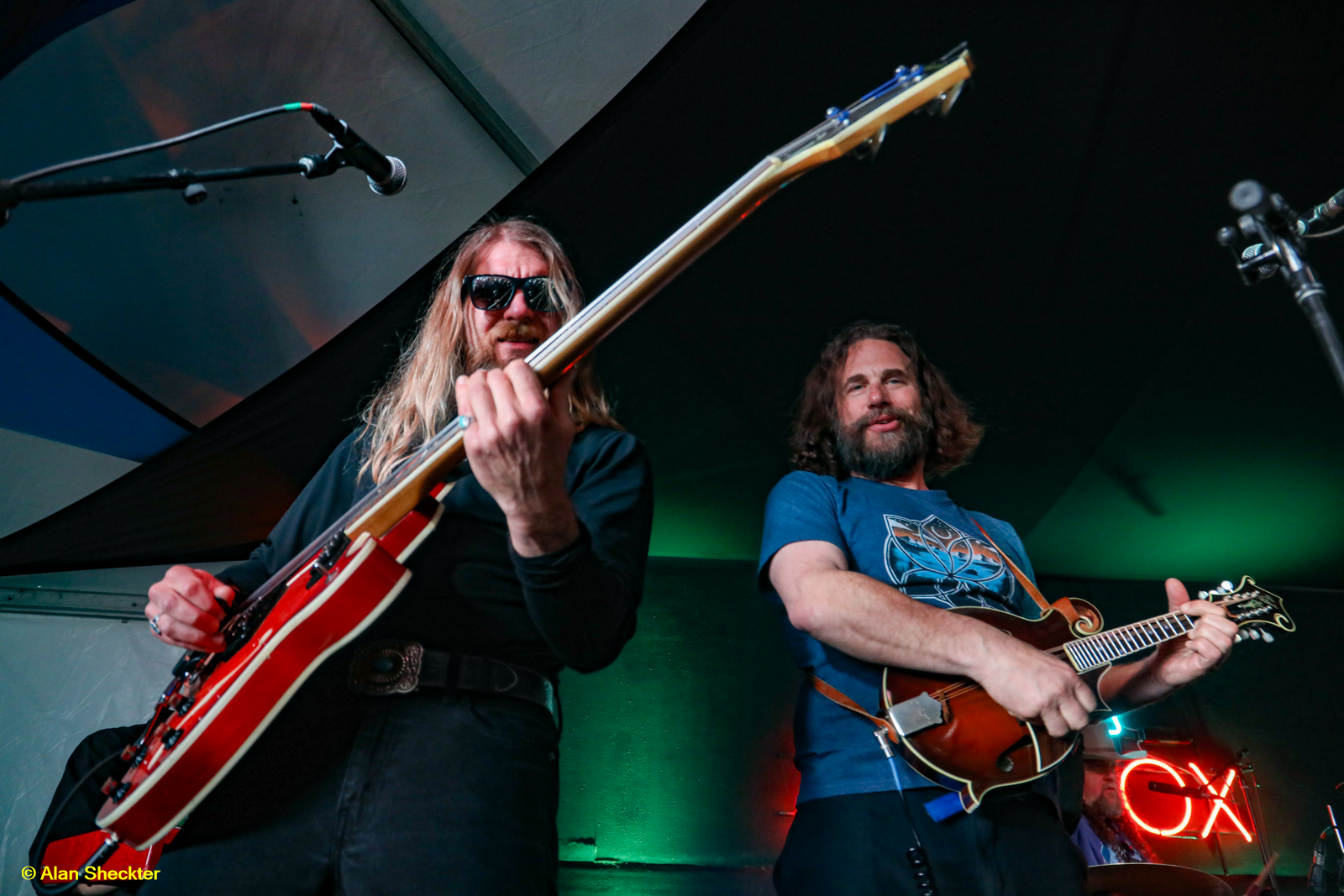 Ace Engfer (left), and Michael Kirkpatrick, Pickin’ on the Dead, Soapbox tent on Sunday