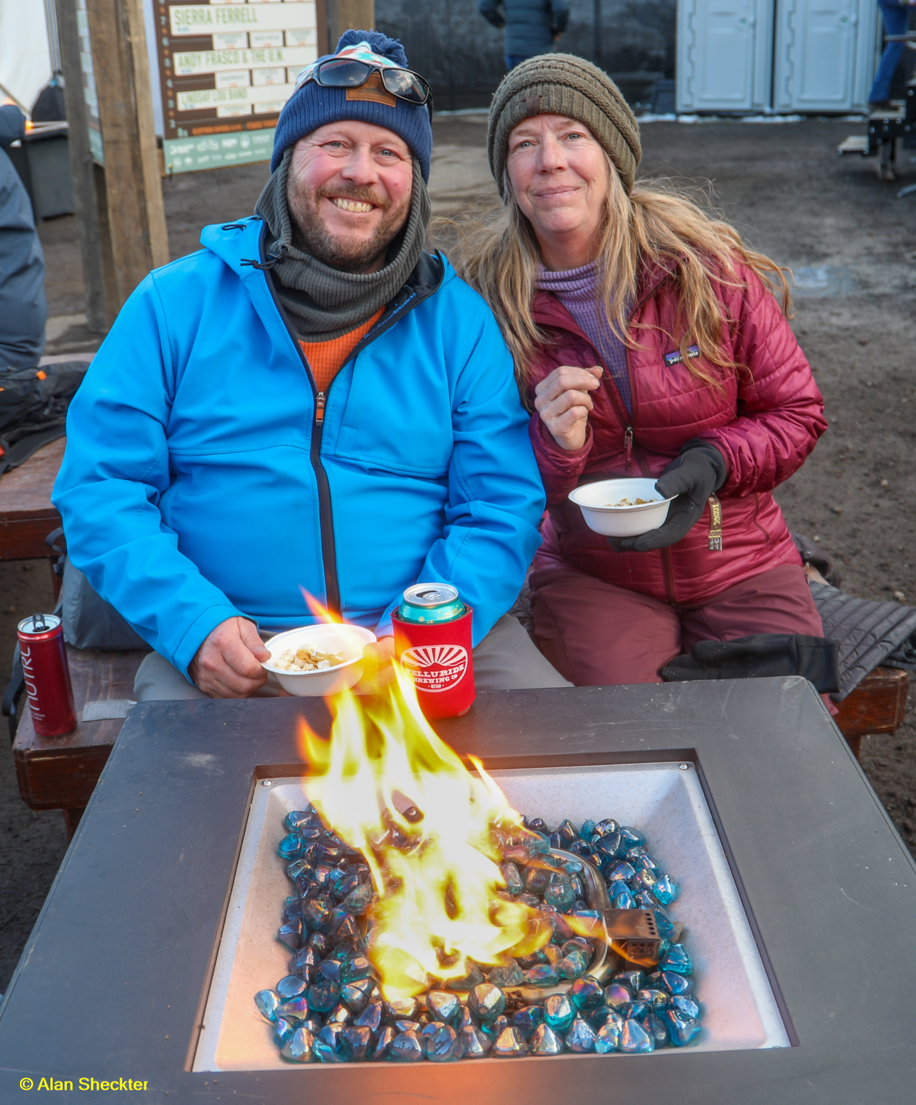 One of many of places to get warmed up, in the VIP area at WWG-Tahoe