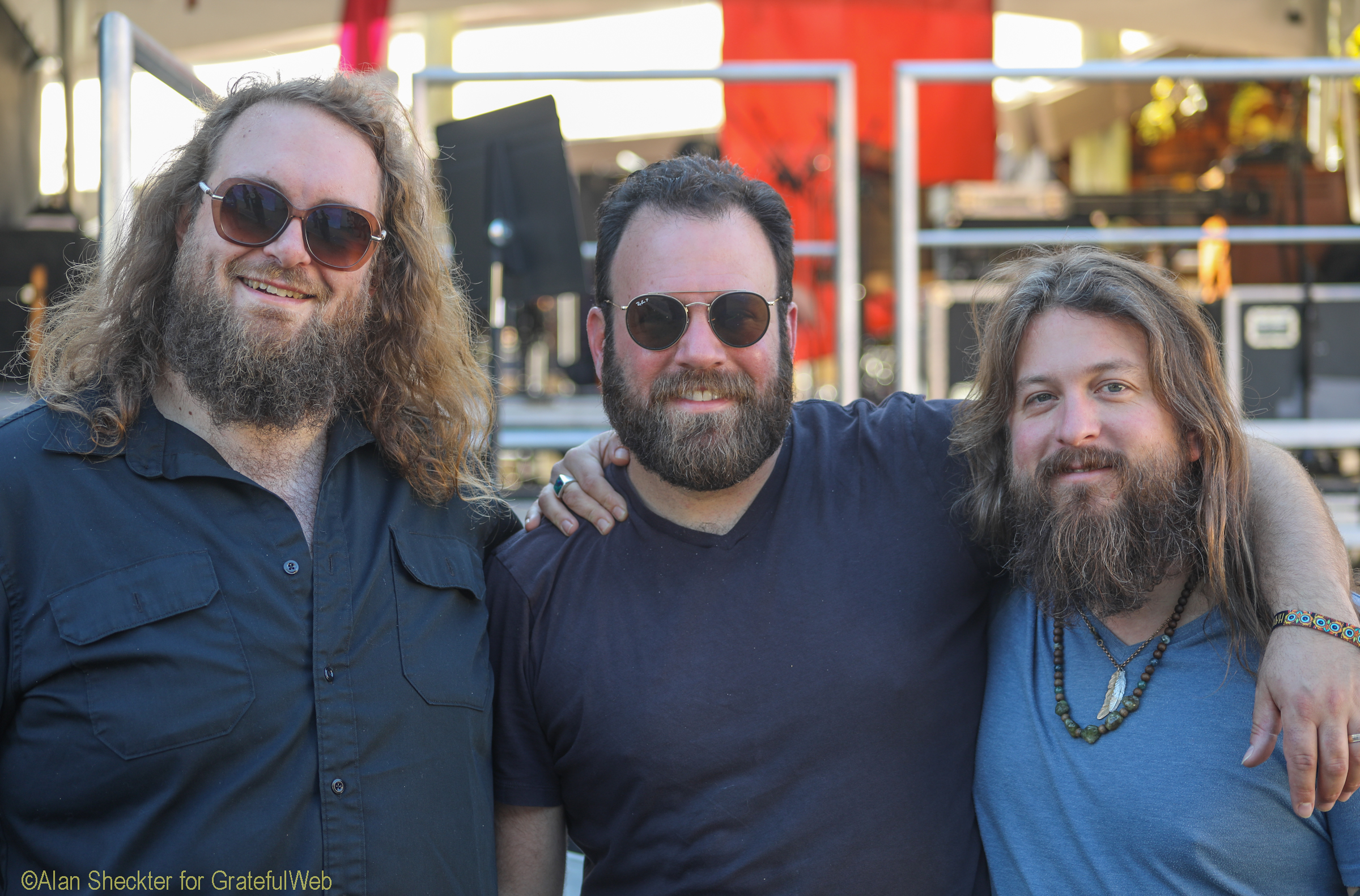 Friends from three bands: from left - Matthew Riegert (Lil Smokies), Cris Jacobs, and Paul Hoffman (GSBG)