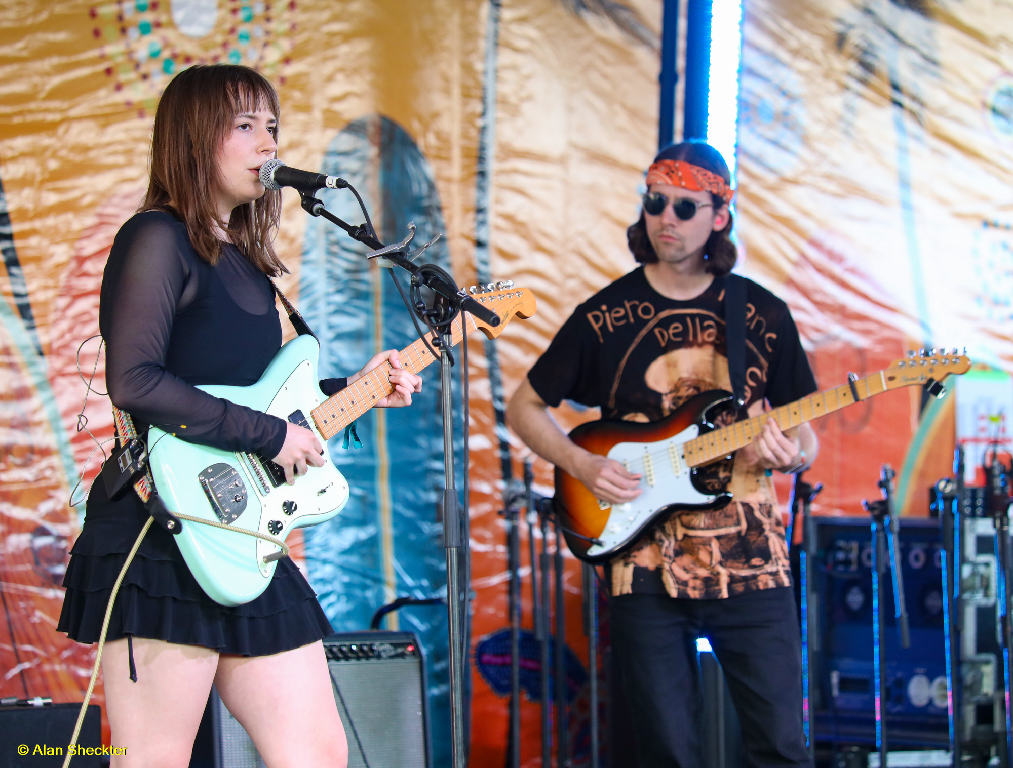 Jordana (left) performing with her band on Friday at the Riptide stage